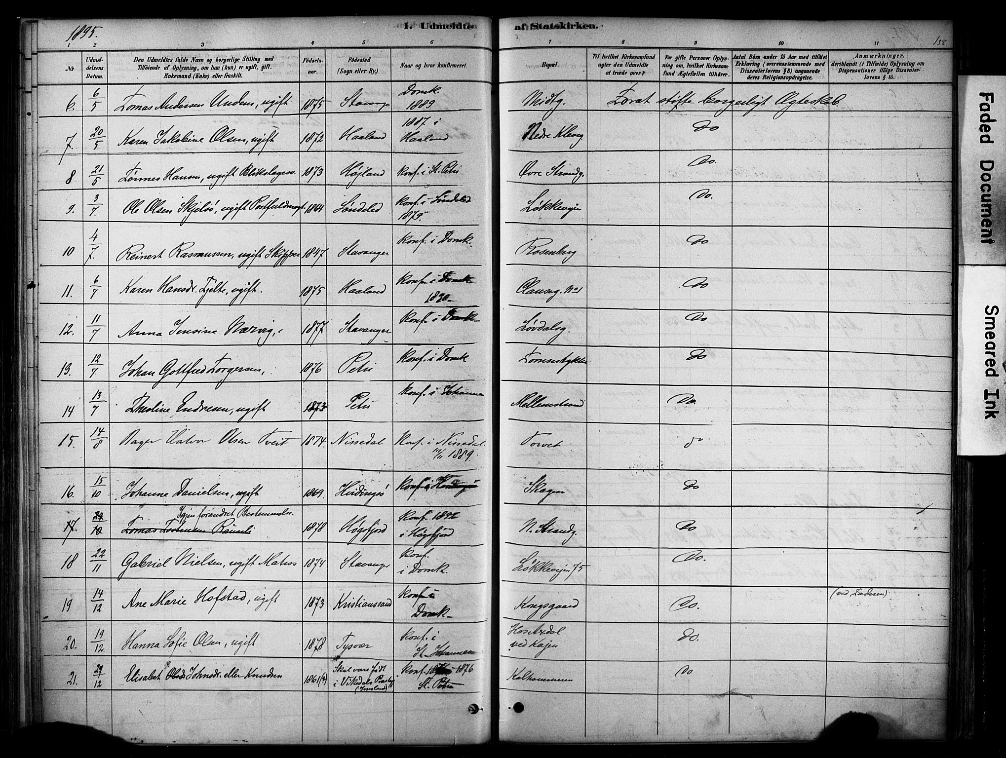 Domkirken sokneprestkontor, SAST/A-101812/001/30/30BA/L0025: Parish register (official) no. A 24, 1877-1927, p. 138