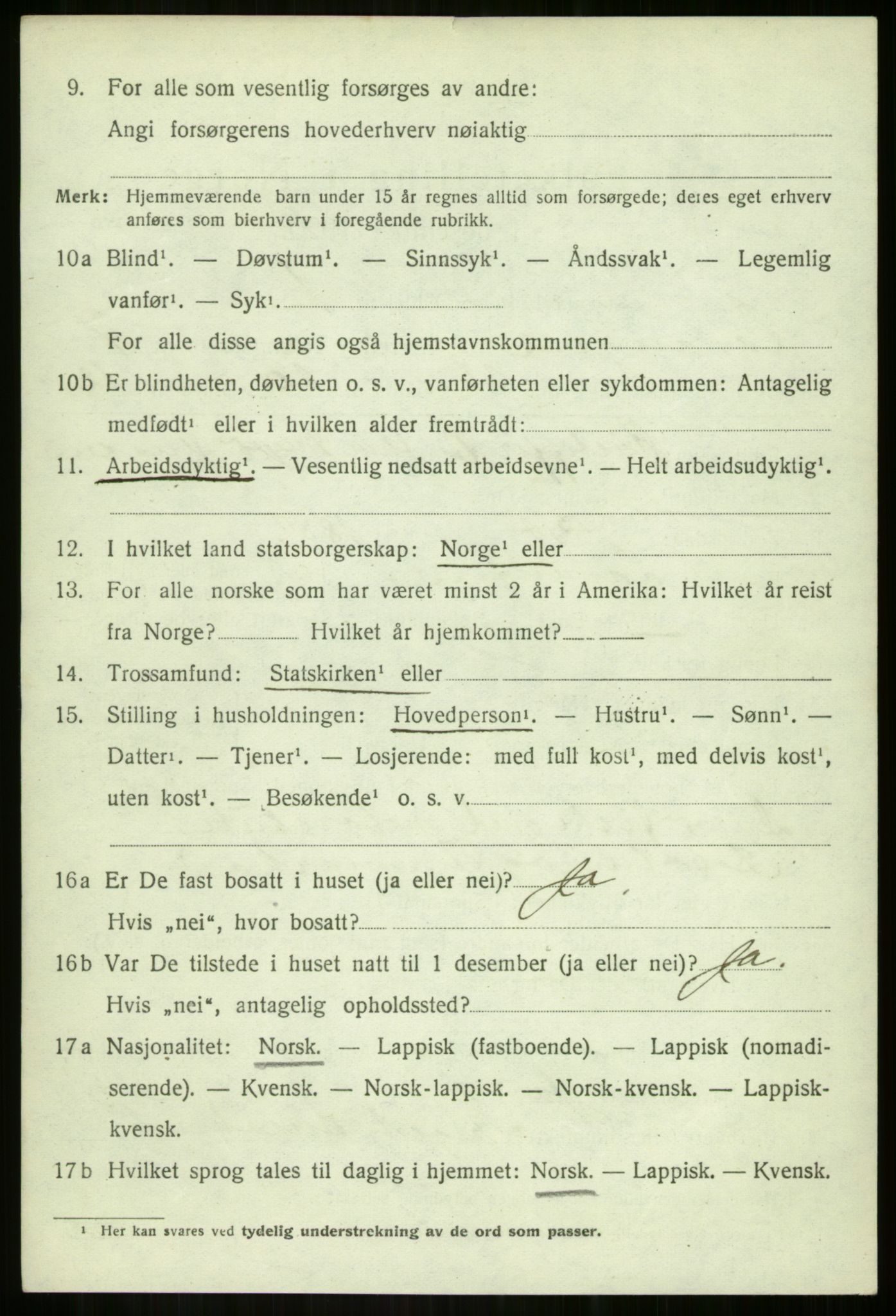 SATØ, 1920 census for Lavangen, 1920, p. 3042