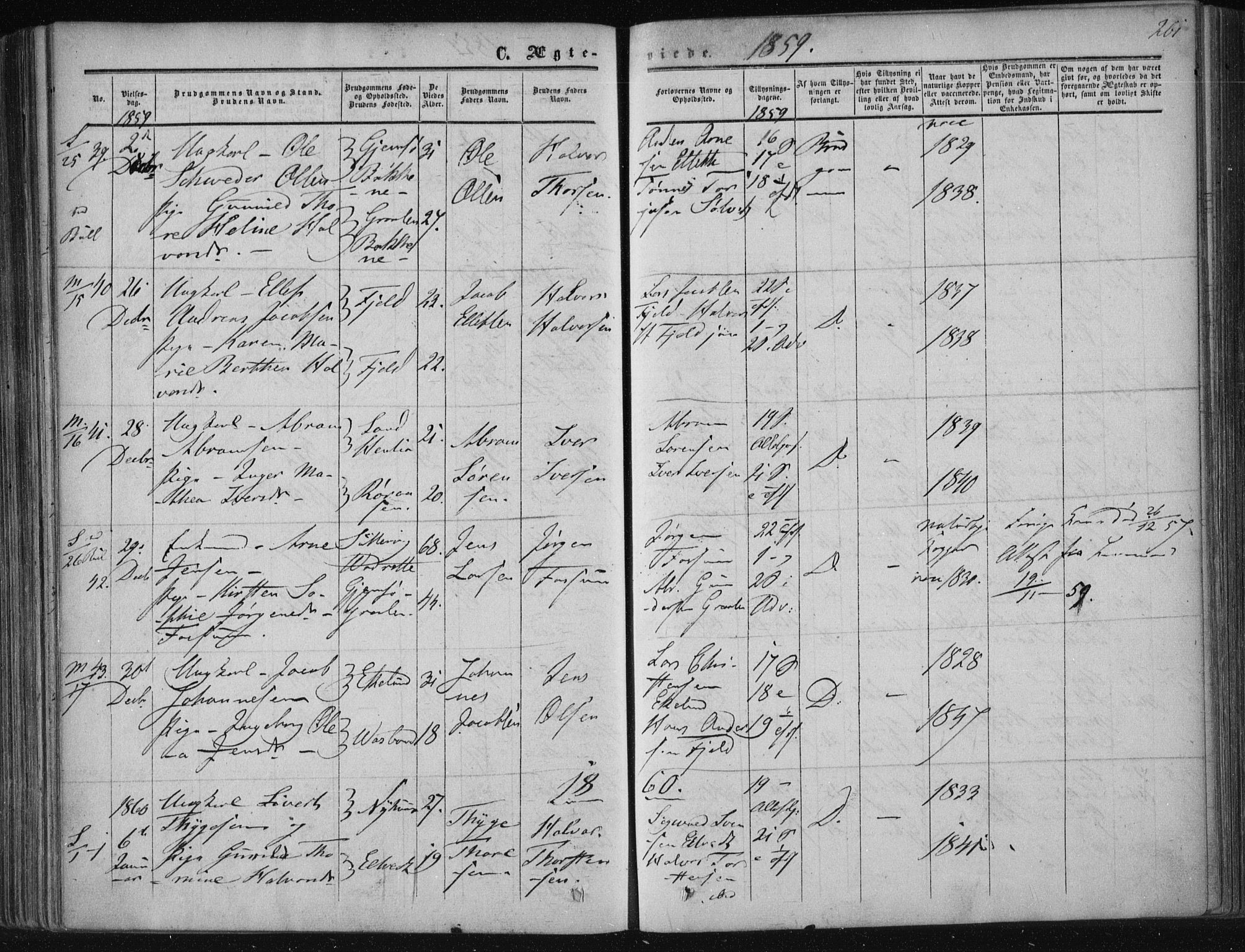Solum kirkebøker, SAKO/A-306/F/Fa/L0007: Parish register (official) no. I 7, 1856-1864, p. 261