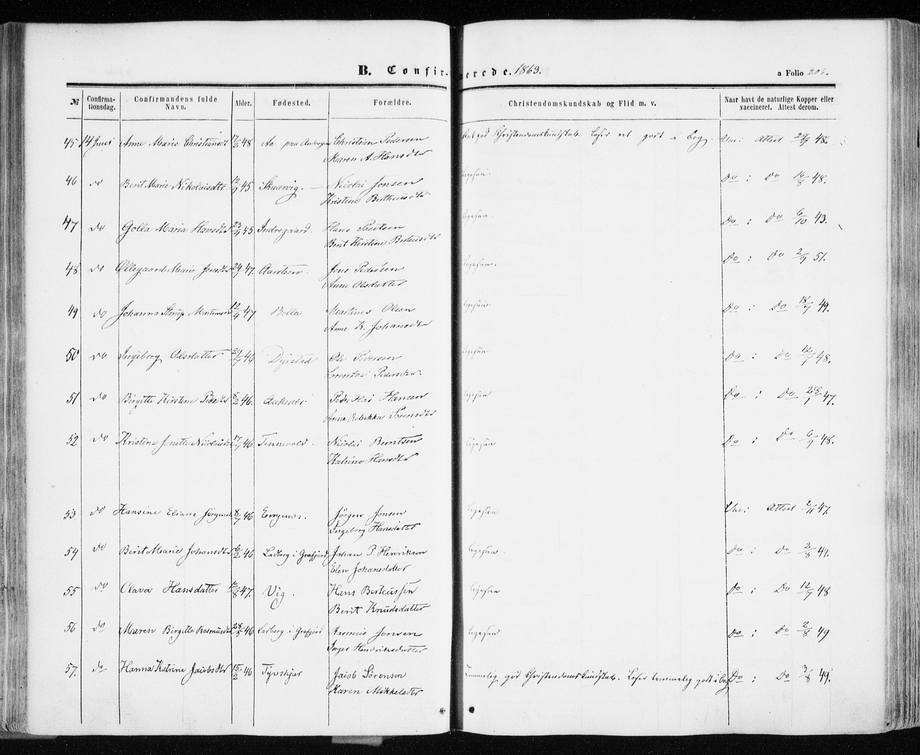 Ibestad sokneprestembete, AV/SATØ-S-0077/H/Ha/Haa/L0009kirke: Parish register (official) no. 9, 1859-1868, p. 206