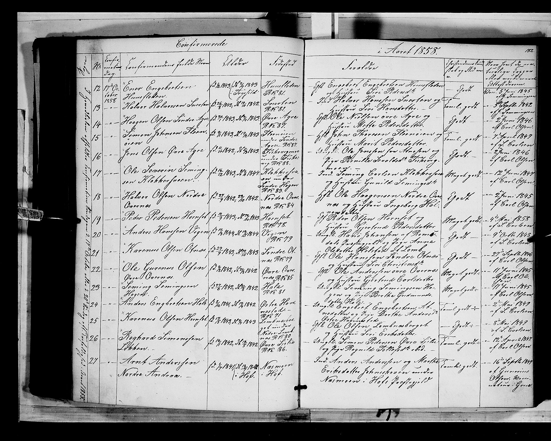 Rendalen prestekontor, SAH/PREST-054/H/Ha/Haa/L0005: Parish register (official) no. 5, 1853-1866, p. 182