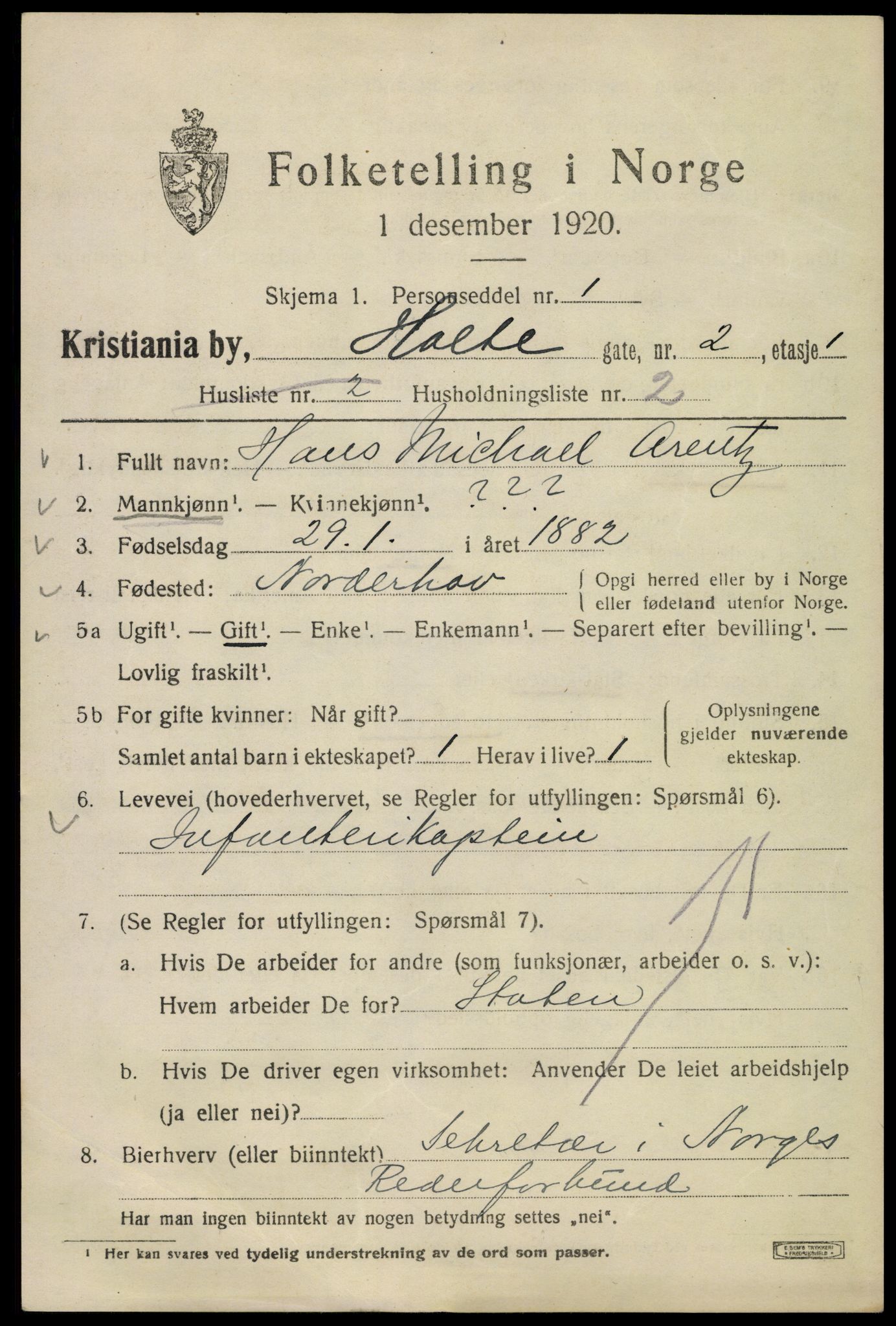 SAO, 1920 census for Kristiania, 1920, p. 298061