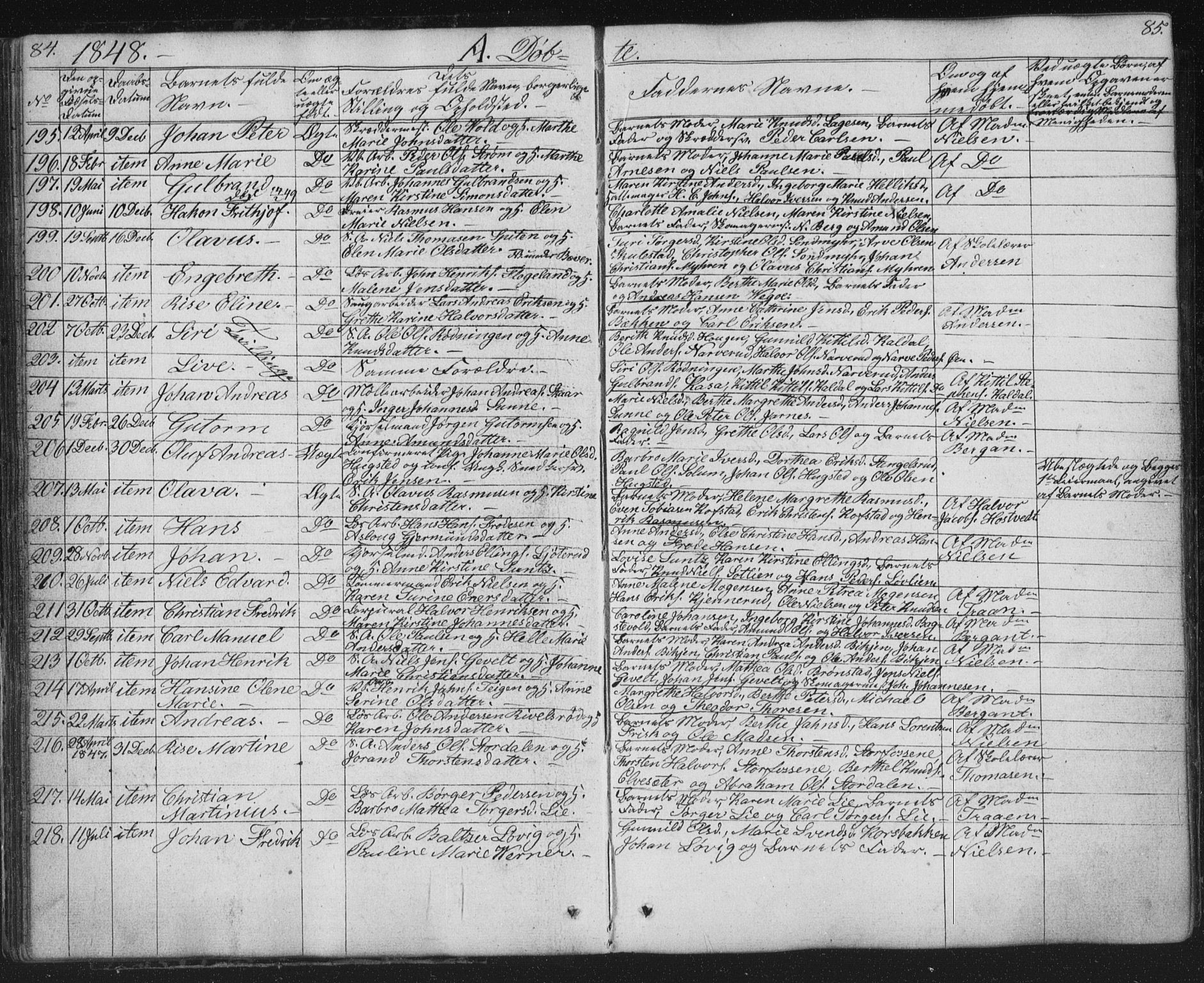 Kongsberg kirkebøker, SAKO/A-22/G/Ga/L0002: Parish register (copy) no. 2, 1839-1858, p. 84-85