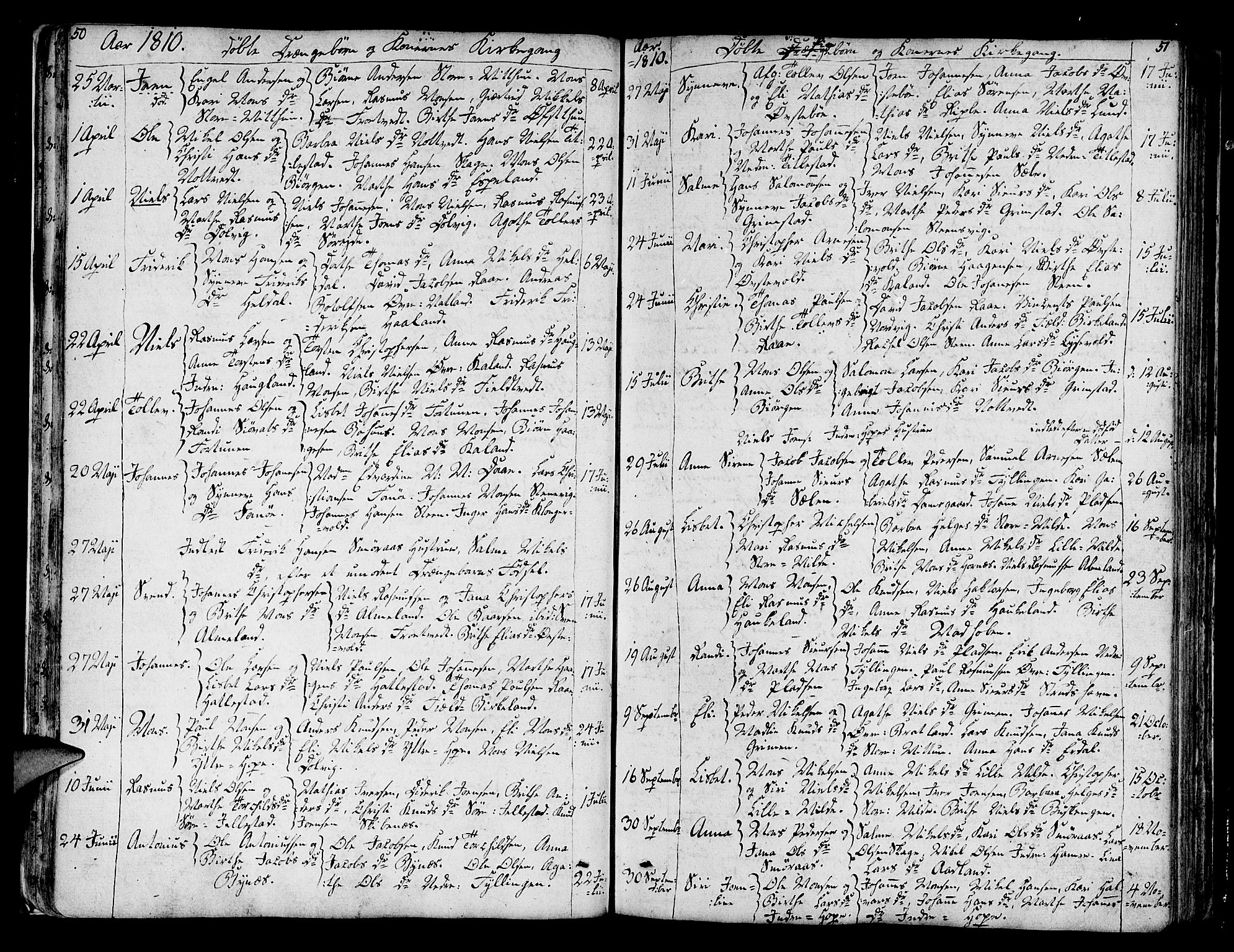 Fana Sokneprestembete, AV/SAB-A-75101/H/Haa/Haaa/L0006: Parish register (official) no. A 6, 1800-1815, p. 50-51