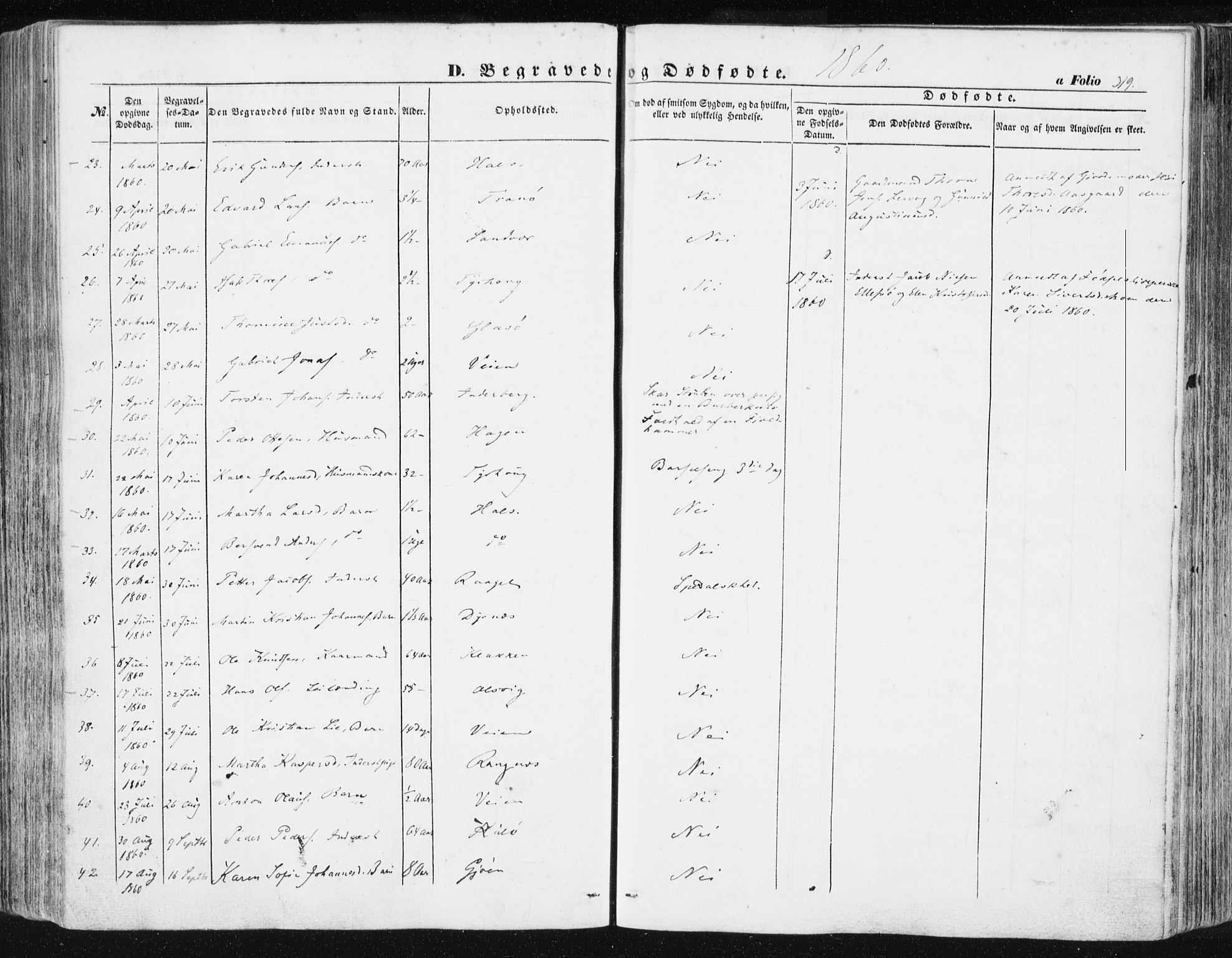 Ministerialprotokoller, klokkerbøker og fødselsregistre - Møre og Romsdal, AV/SAT-A-1454/581/L0937: Parish register (official) no. 581A05, 1853-1872, p. 319