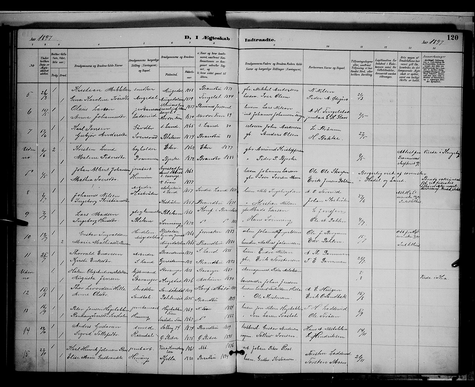 Gran prestekontor, SAH/PREST-112/H/Ha/Hab/L0004: Parish register (copy) no. 4, 1890-1899, p. 120
