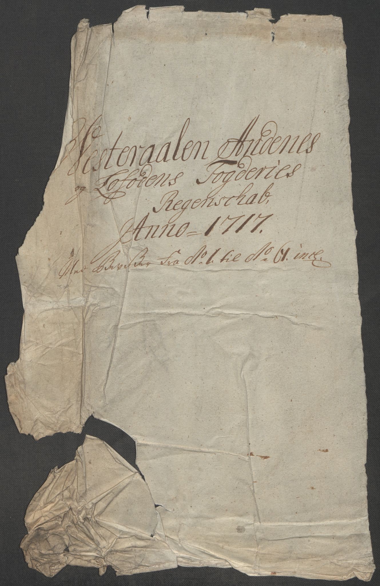 Rentekammeret inntil 1814, Reviderte regnskaper, Fogderegnskap, AV/RA-EA-4092/R67/L4683: Fogderegnskap Vesterålen, Andenes og Lofoten, 1717, p. 4