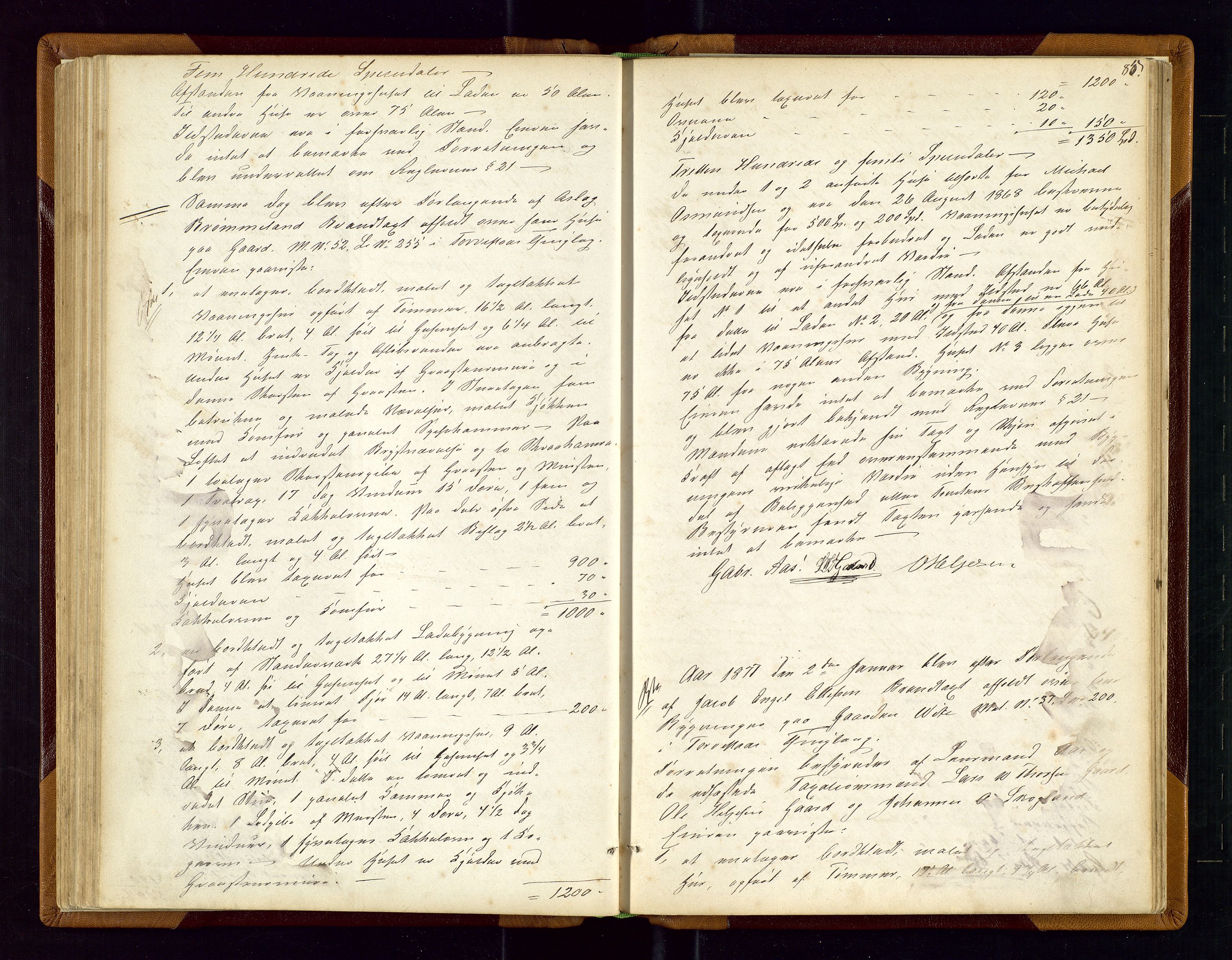 Torvestad lensmannskontor, SAST/A-100307/1/Goa/L0001: "Brandtaxationsprotokol for Torvestad Thinglag", 1867-1883, p. 84b-85a