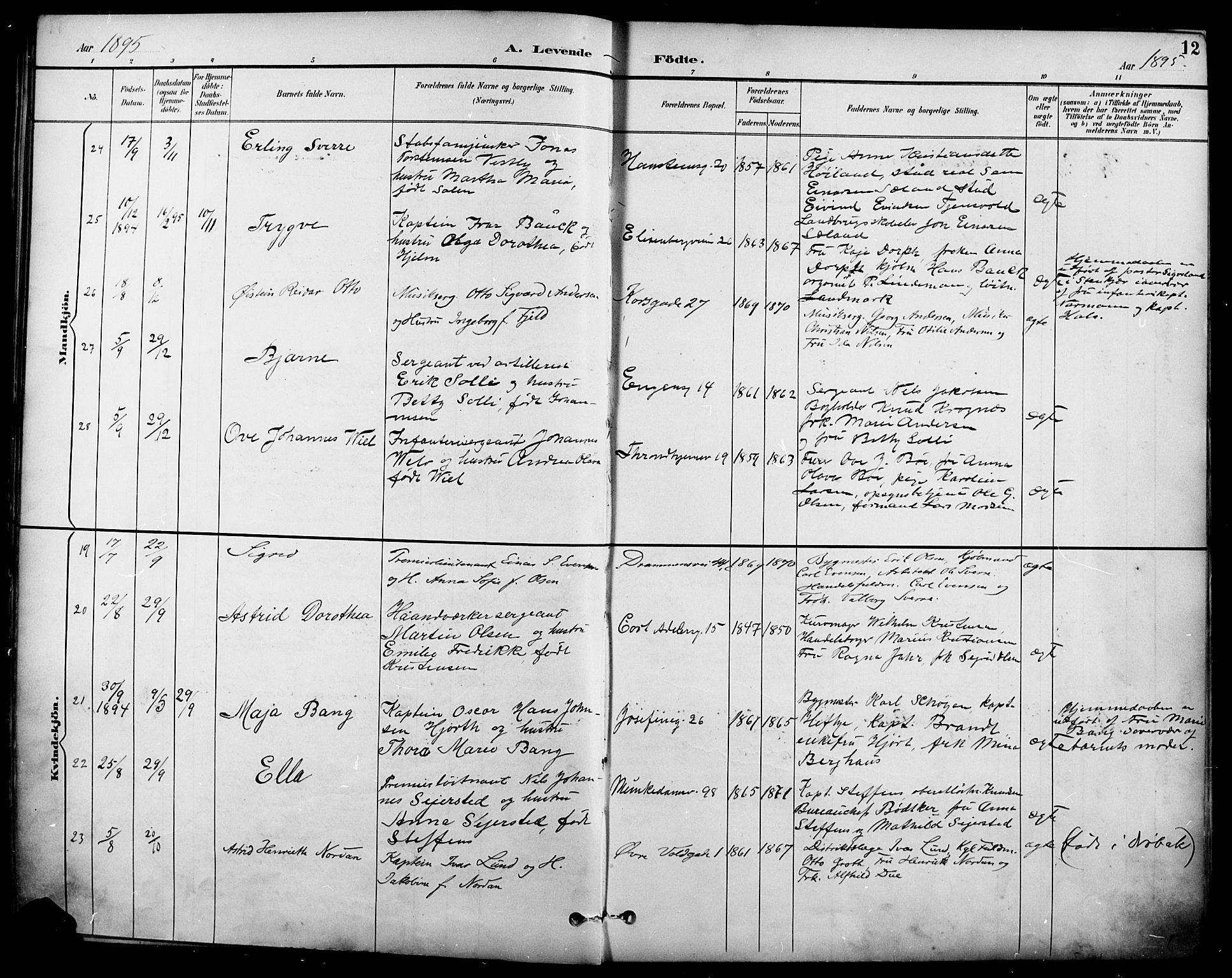 Garnisonsmenigheten Kirkebøker, SAO/A-10846/F/Fa/L0013: Parish register (official) no. 13, 1894-1904, p. 12