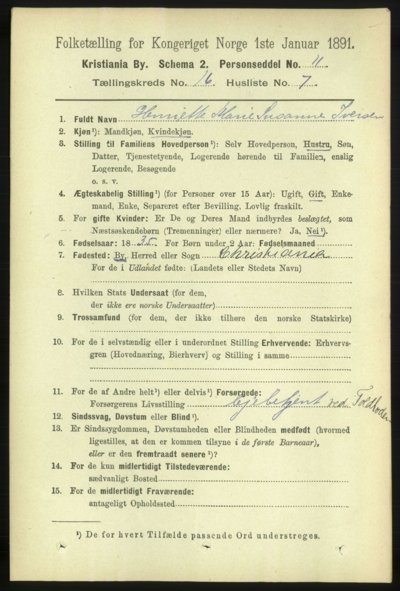 RA, 1891 census for 0301 Kristiania, 1891, p. 7246