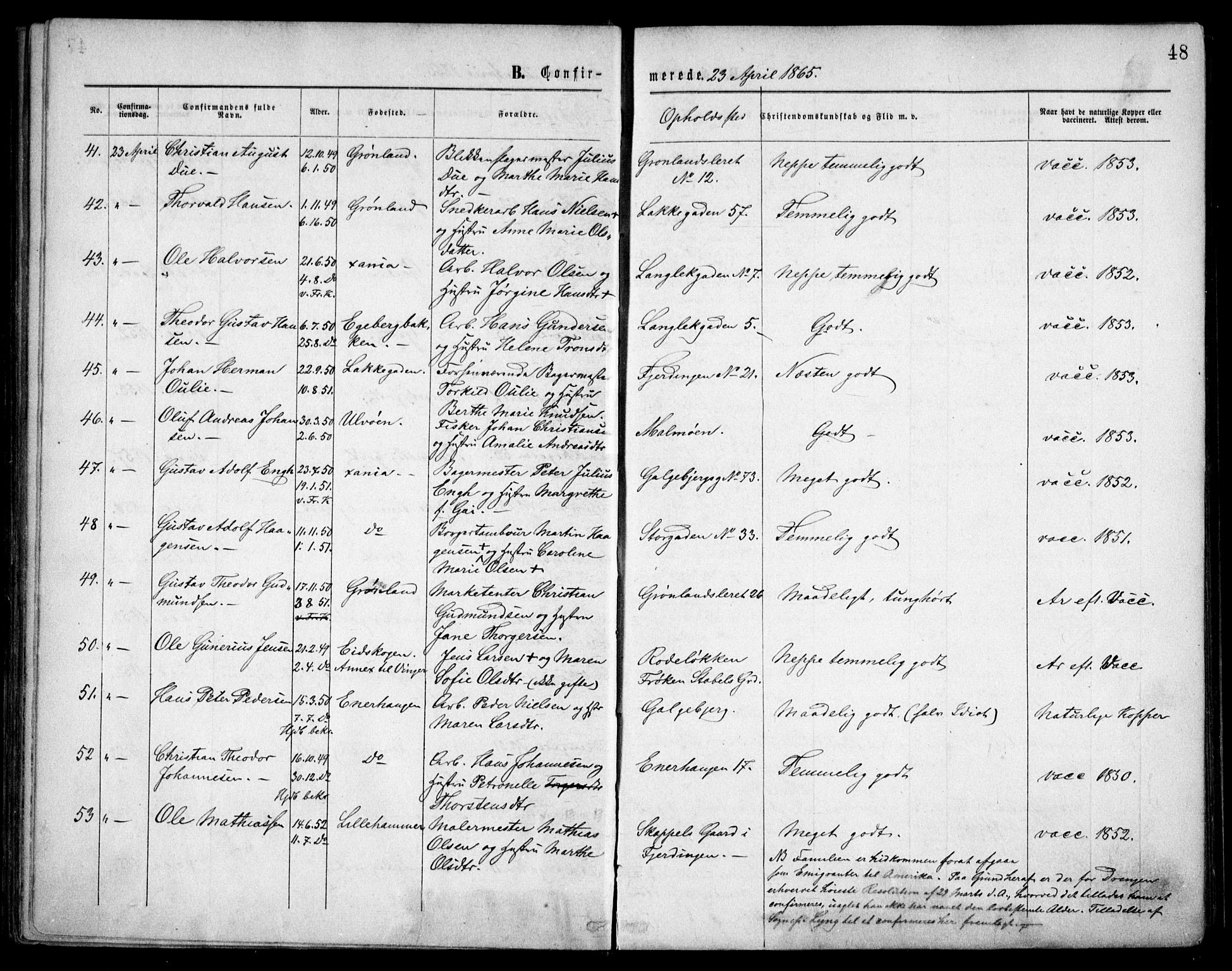 Grønland prestekontor Kirkebøker, AV/SAO-A-10848/F/Fa/L0003: Parish register (official) no. 3, 1862-1868, p. 48