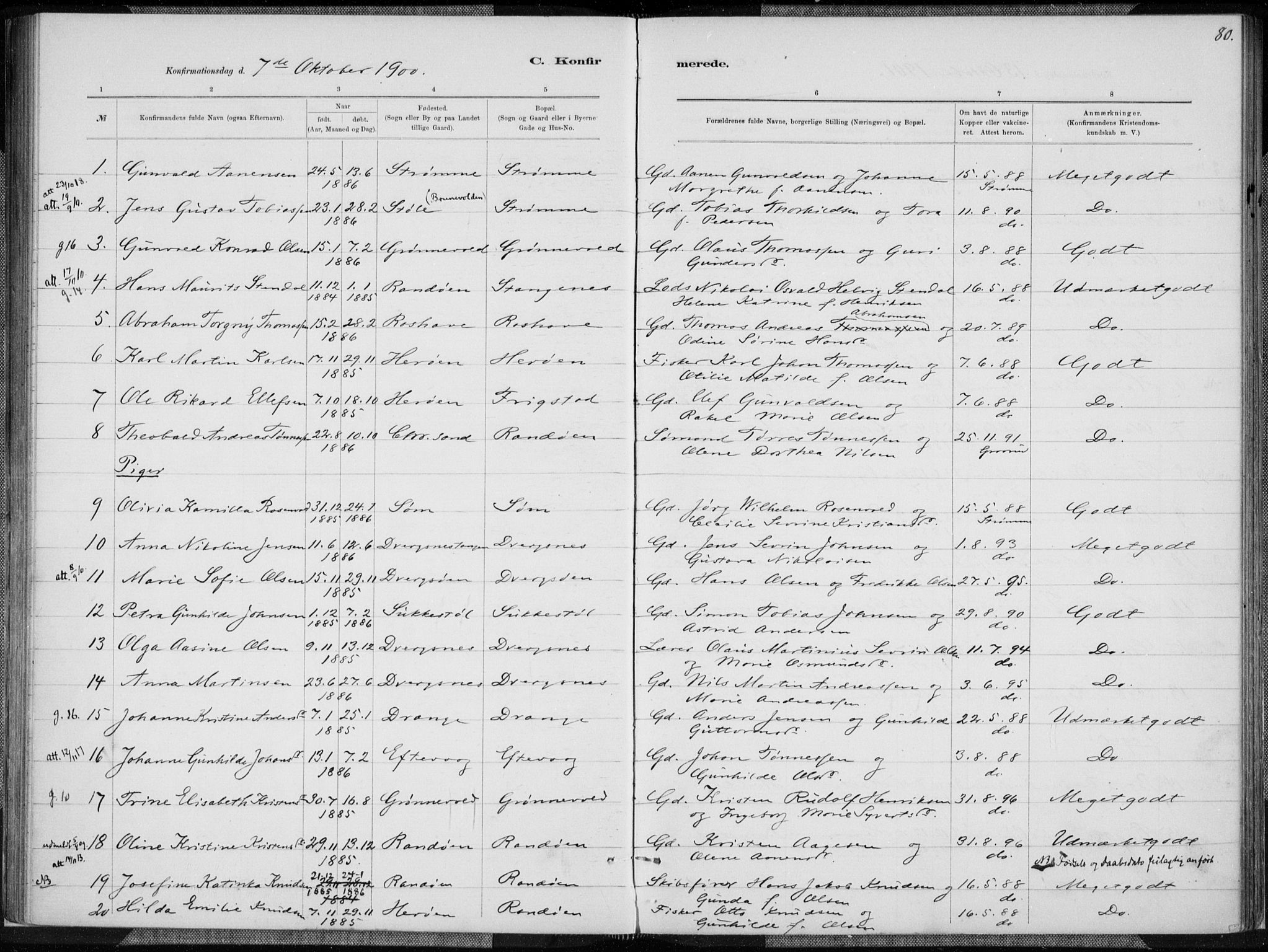 Oddernes sokneprestkontor, AV/SAK-1111-0033/F/Fa/Fab/L0002: Parish register (official) no. A 2, 1884-1903, p. 80