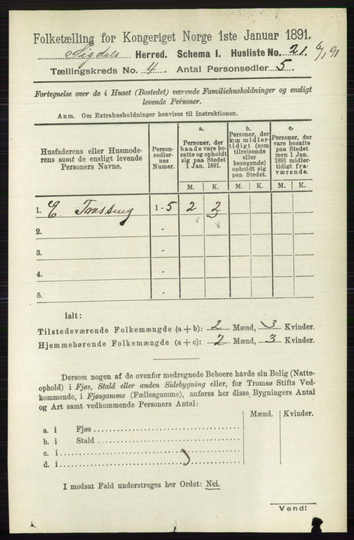 RA, 1891 census for 0621 Sigdal, 1891, p. 1637