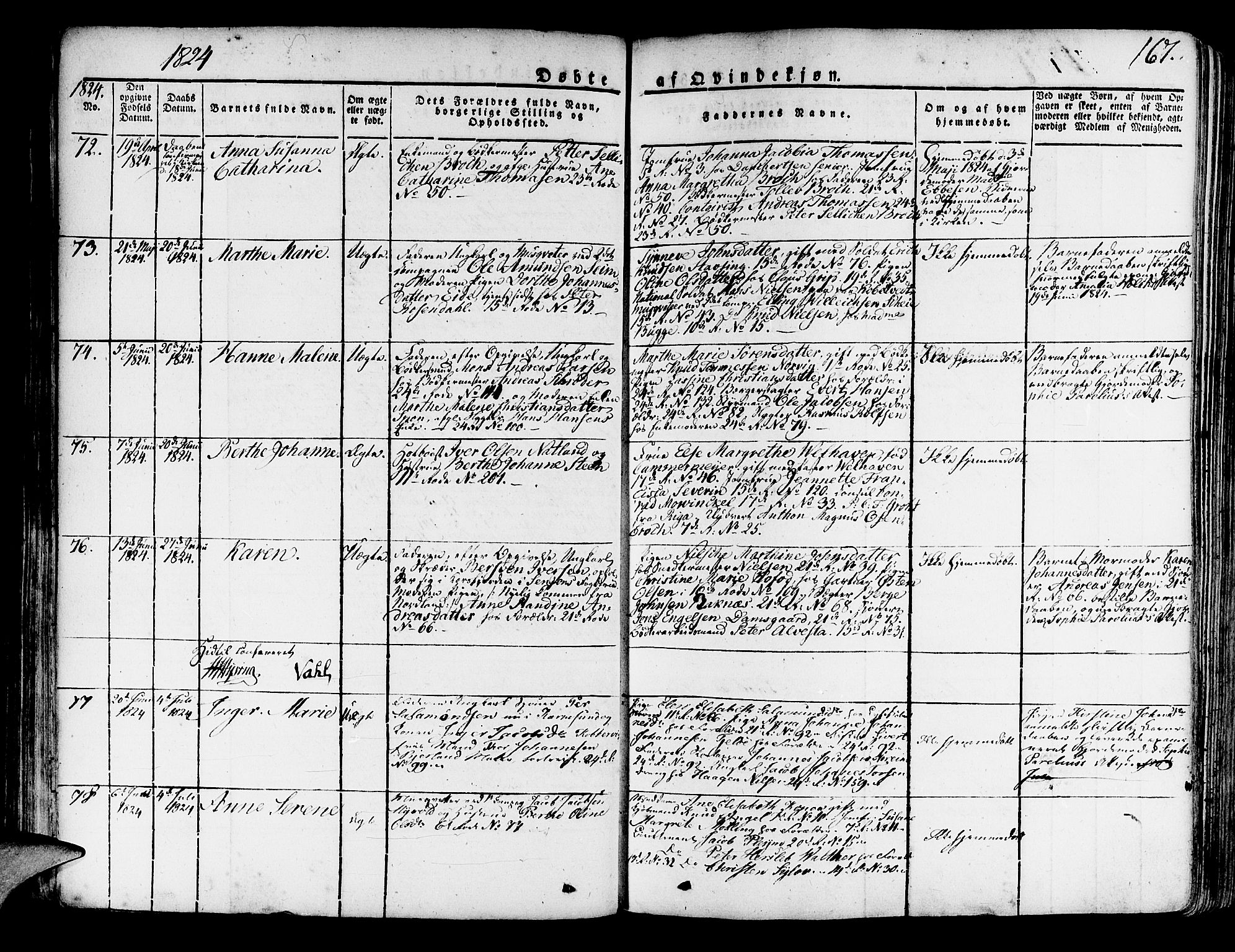 Korskirken sokneprestembete, AV/SAB-A-76101/H/Haa/L0014: Parish register (official) no. A 14, 1823-1835, p. 167