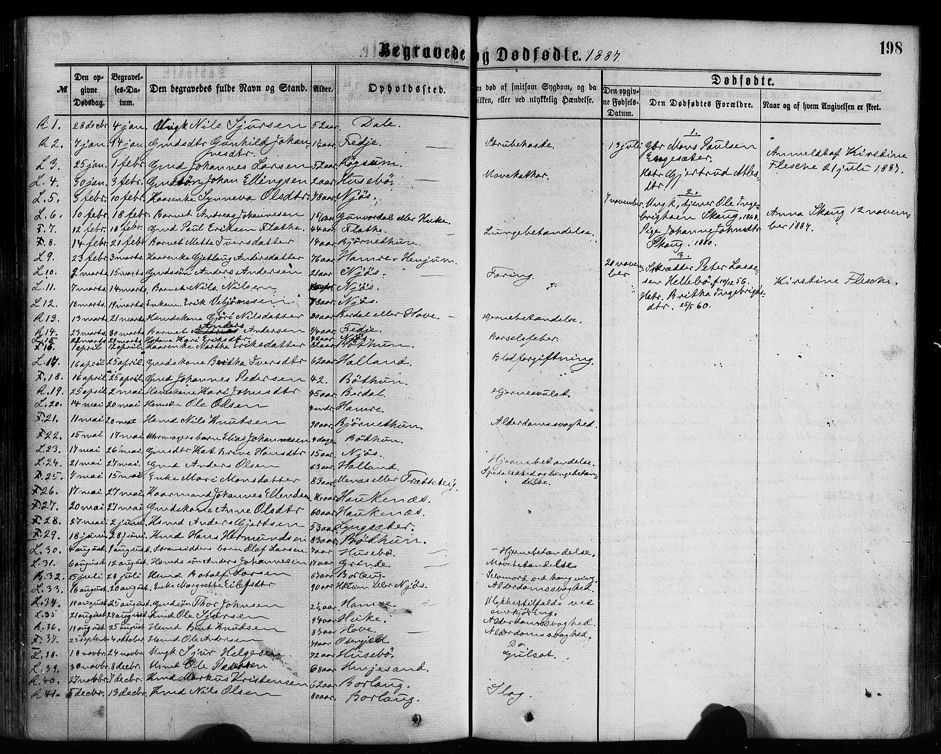 Leikanger sokneprestembete, SAB/A-81001: Parish register (official) no. A 9, 1869-1888, p. 198