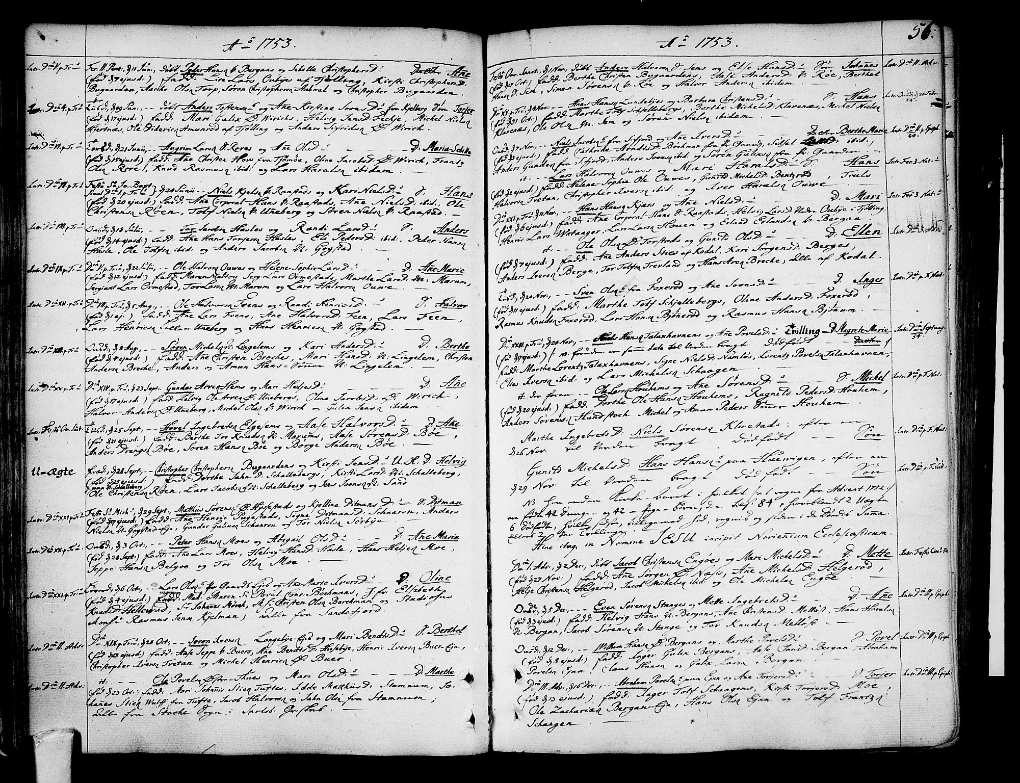 Sandar kirkebøker, SAKO/A-243/F/Fa/L0002: Parish register (official) no. 2, 1733-1788, p. 56