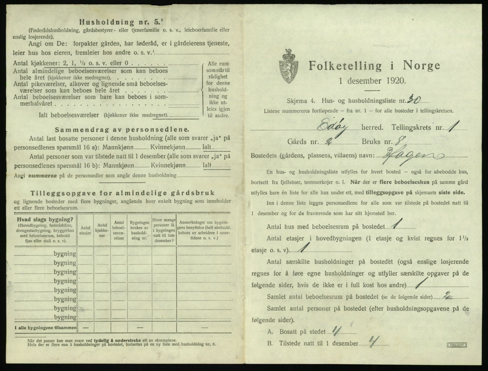 SAT, 1920 census for Edøy, 1920, p. 90