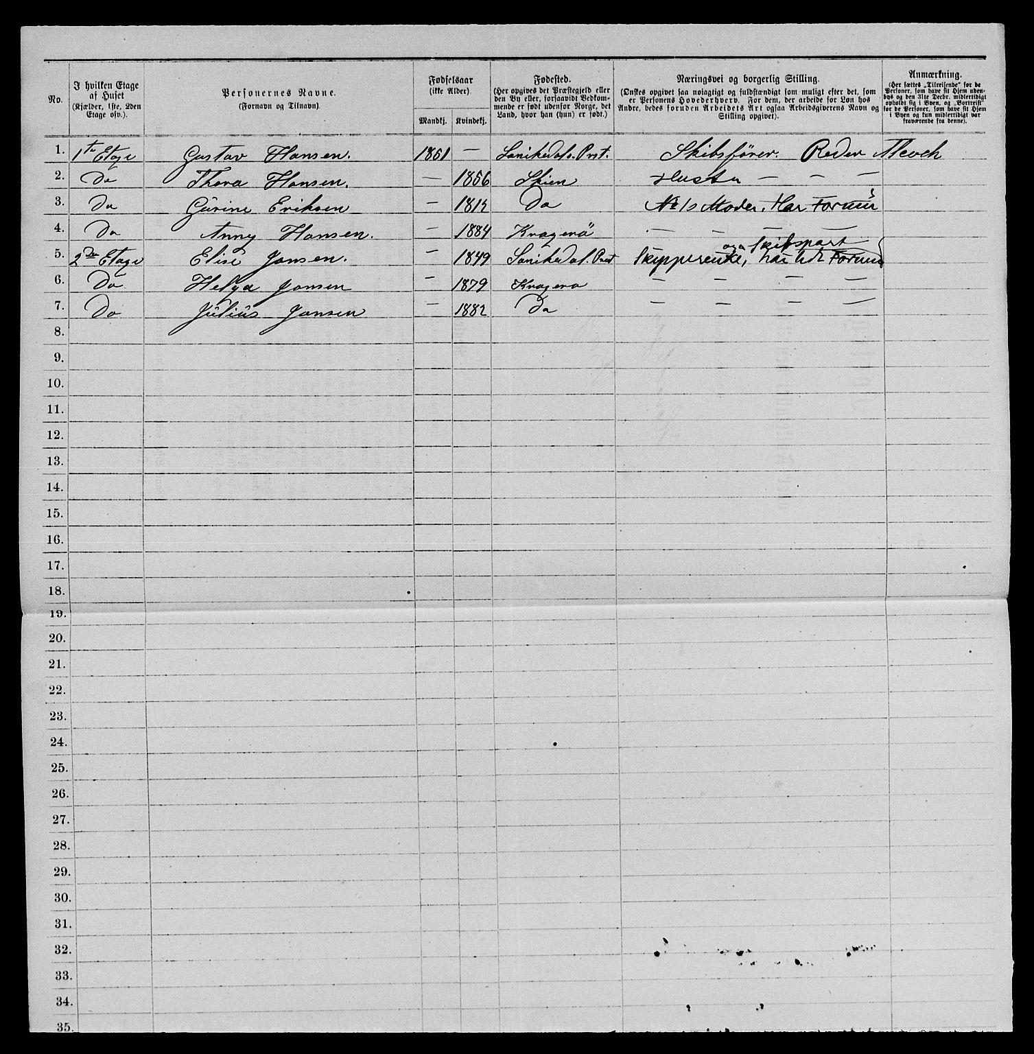 SAKO, 1885 census for 0801 Kragerø, 1885, p. 1213