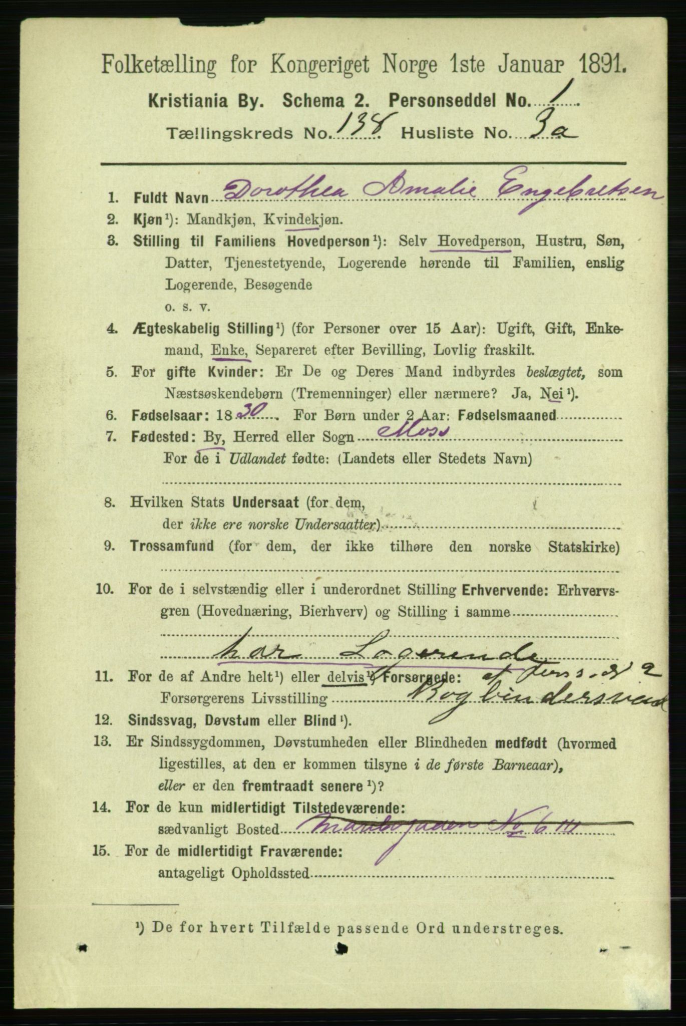 RA, 1891 census for 0301 Kristiania, 1891, p. 76497