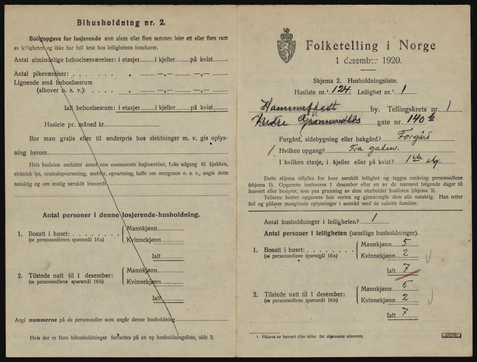 SATØ, 1920 census for Hammerfest, 1920, p. 1418