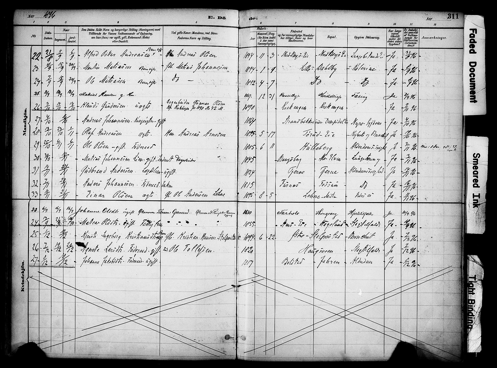 Ringsaker prestekontor, AV/SAH-PREST-014/K/Ka/L0017: Parish register (official) no. 17, 1891-1902, p. 311