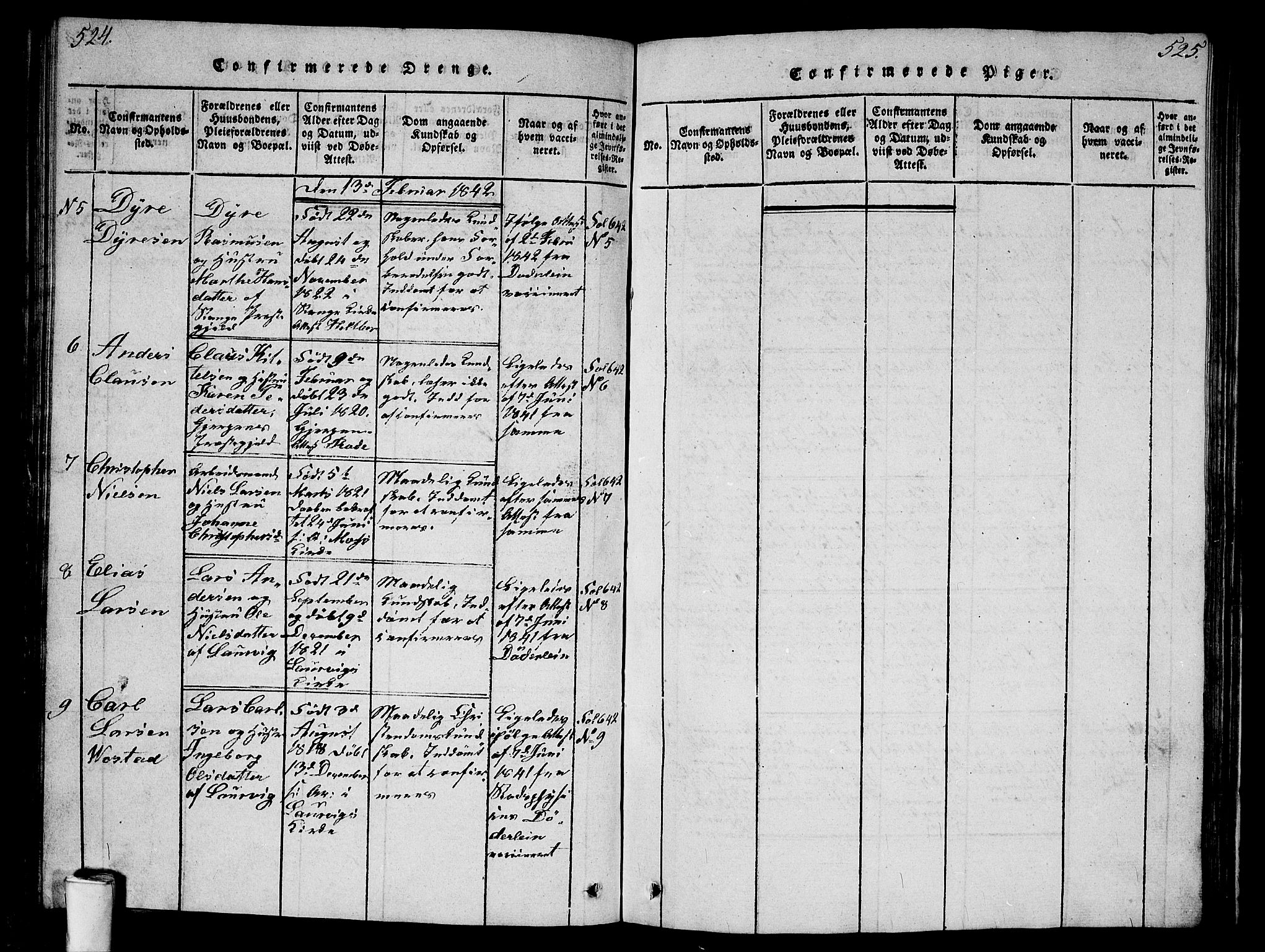 Kristiania tukthusprest Kirkebøker, SAO/A-10881/G/Ga/L0001: Parish register (copy) no. 1, 1818-1857, p. 524-525