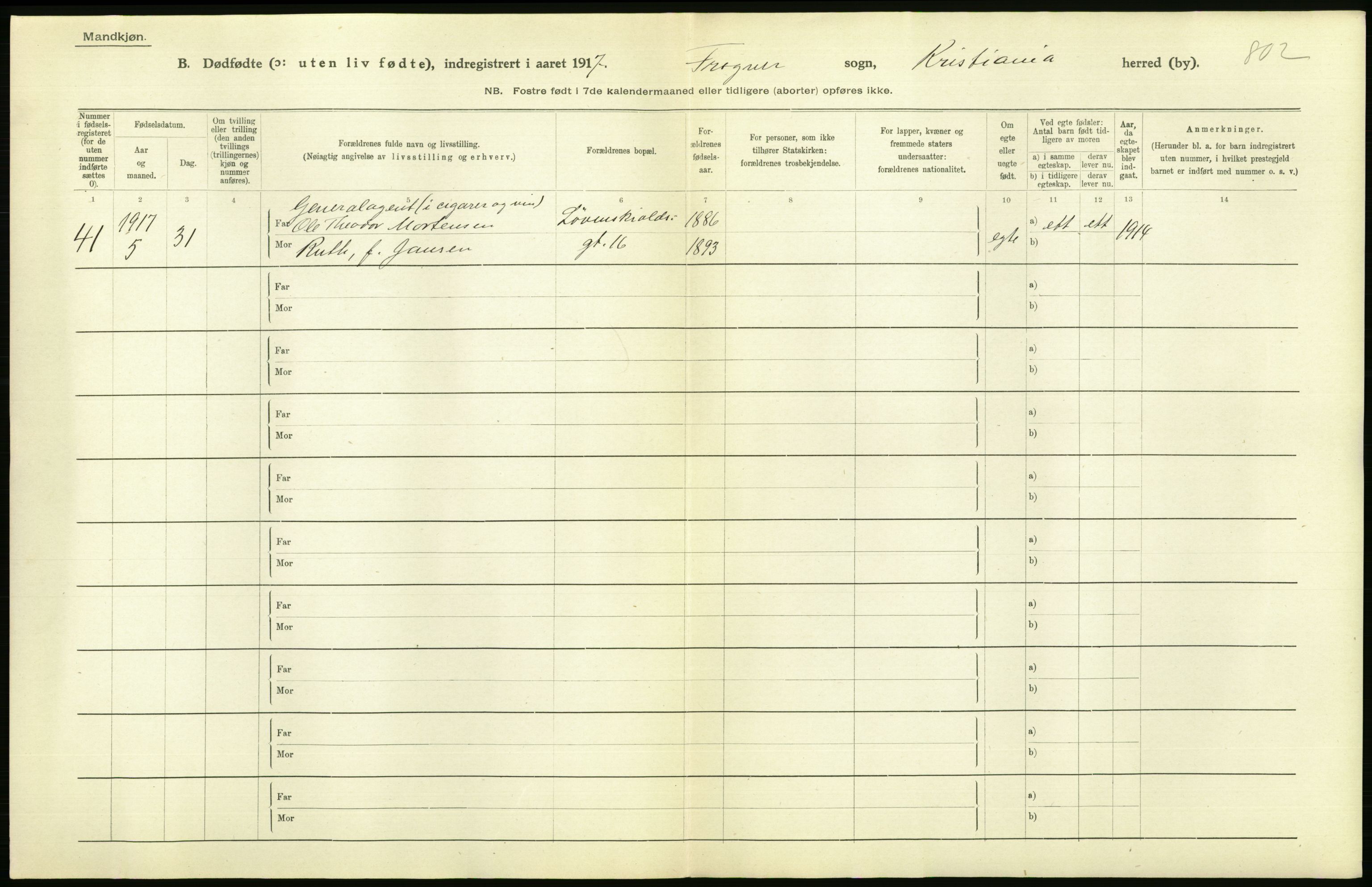 Statistisk sentralbyrå, Sosiodemografiske emner, Befolkning, RA/S-2228/D/Df/Dfb/Dfbg/L0011: Kristiania: Døde, dødfødte., 1917, p. 518