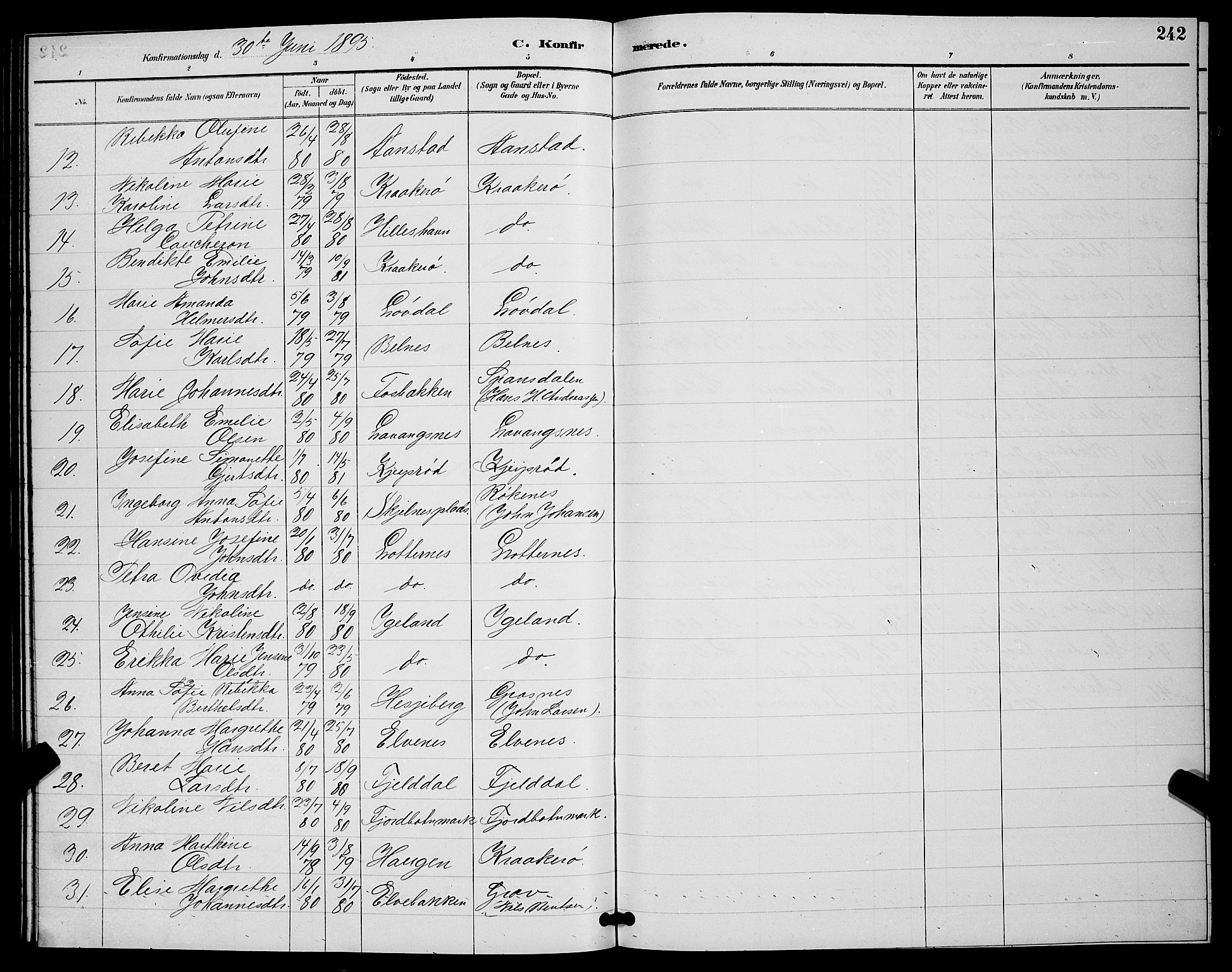 Ibestad sokneprestembete, SATØ/S-0077/H/Ha/Hab/L0008klokker: Parish register (copy) no. 8, 1890-1903, p. 242