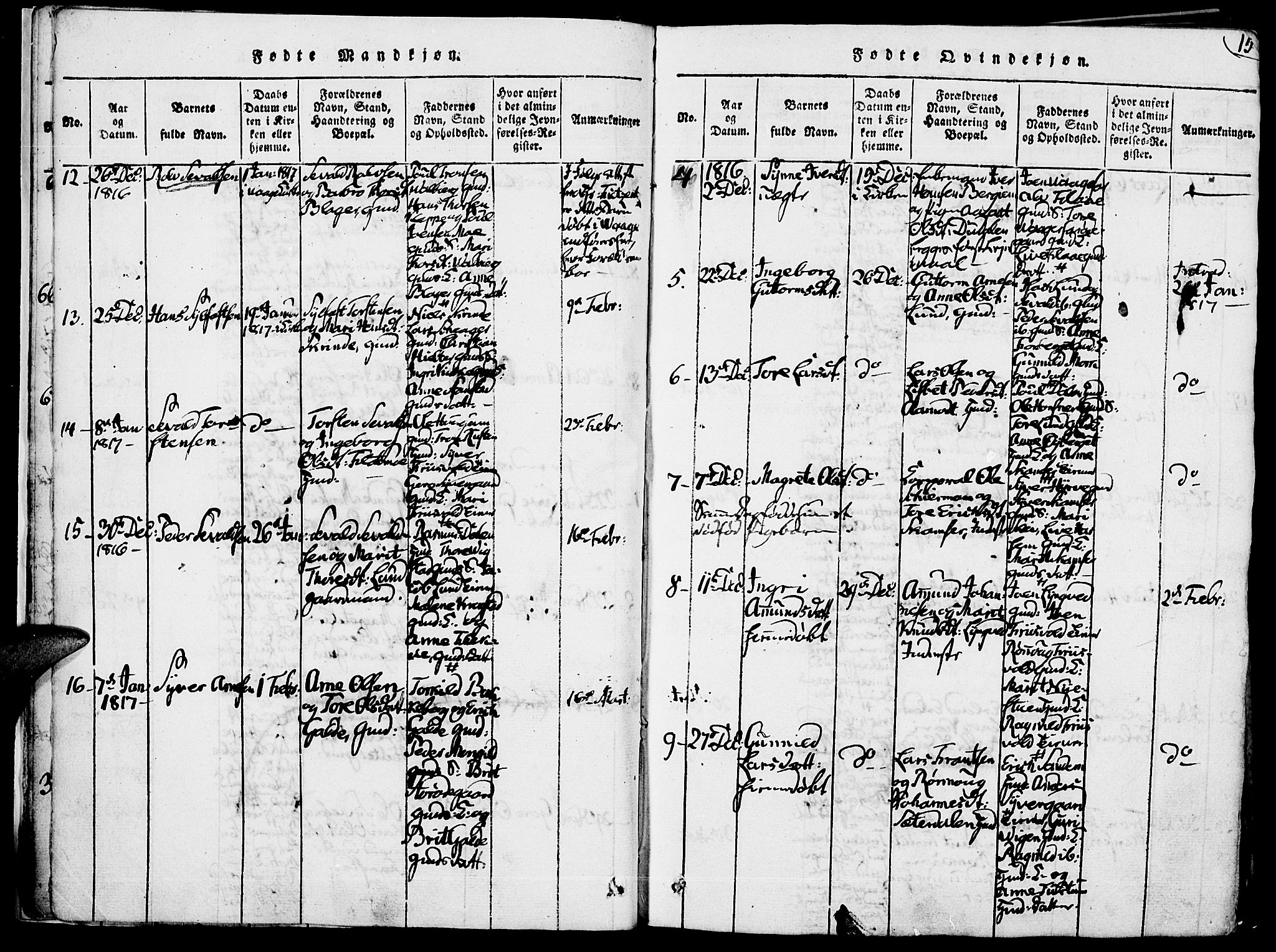 Lom prestekontor, SAH/PREST-070/K/L0004: Parish register (official) no. 4, 1815-1825, p. 15