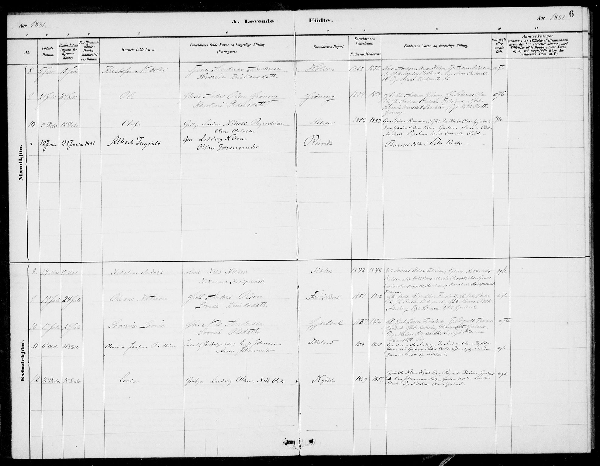 Førde sokneprestembete, SAB/A-79901/H/Haa/Haac/L0001: Parish register (official) no. C  1, 1881-1920, p. 6