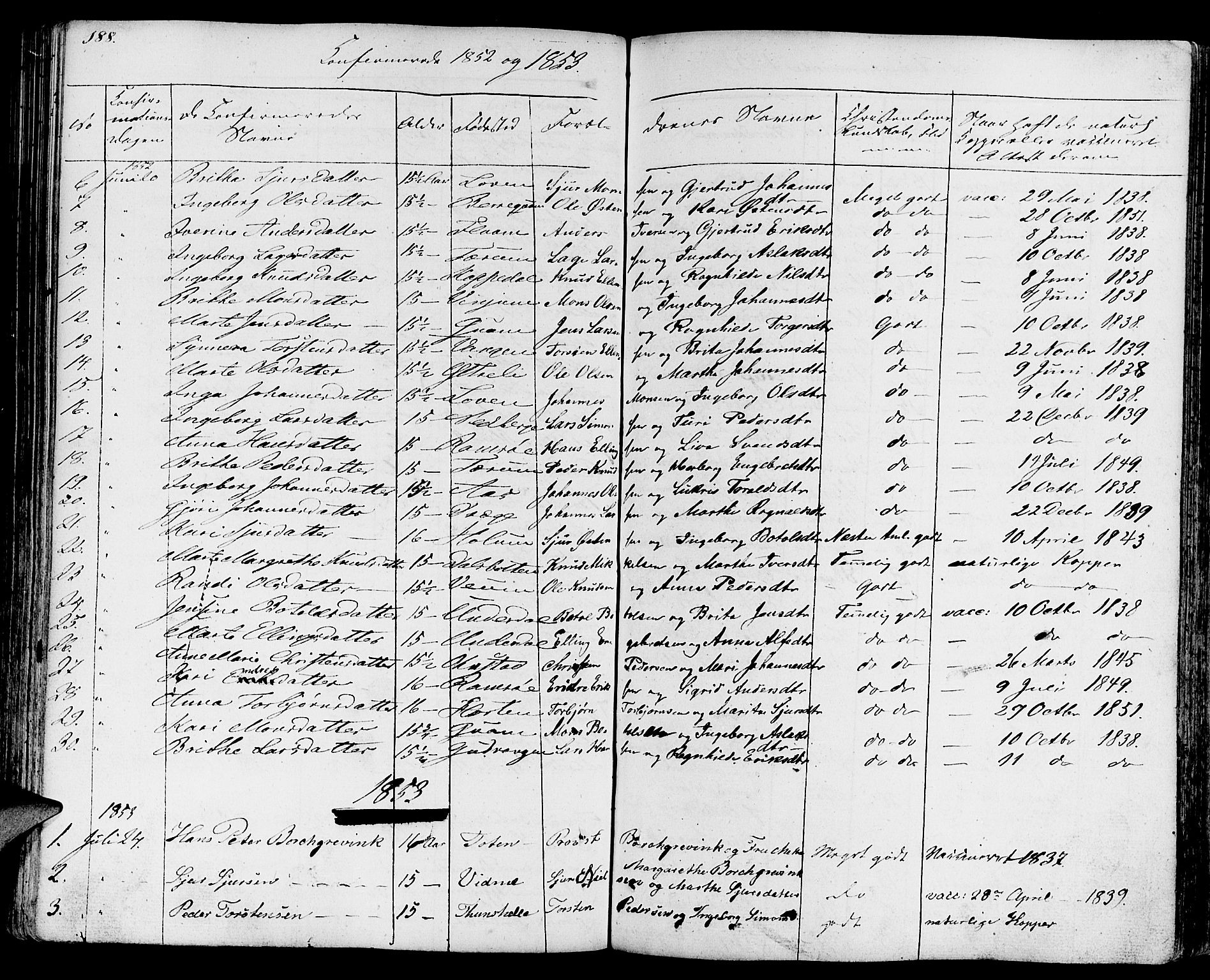 Aurland sokneprestembete, SAB/A-99937/H/Ha/Haa/L0006: Parish register (official) no. A 6, 1821-1859, p. 188