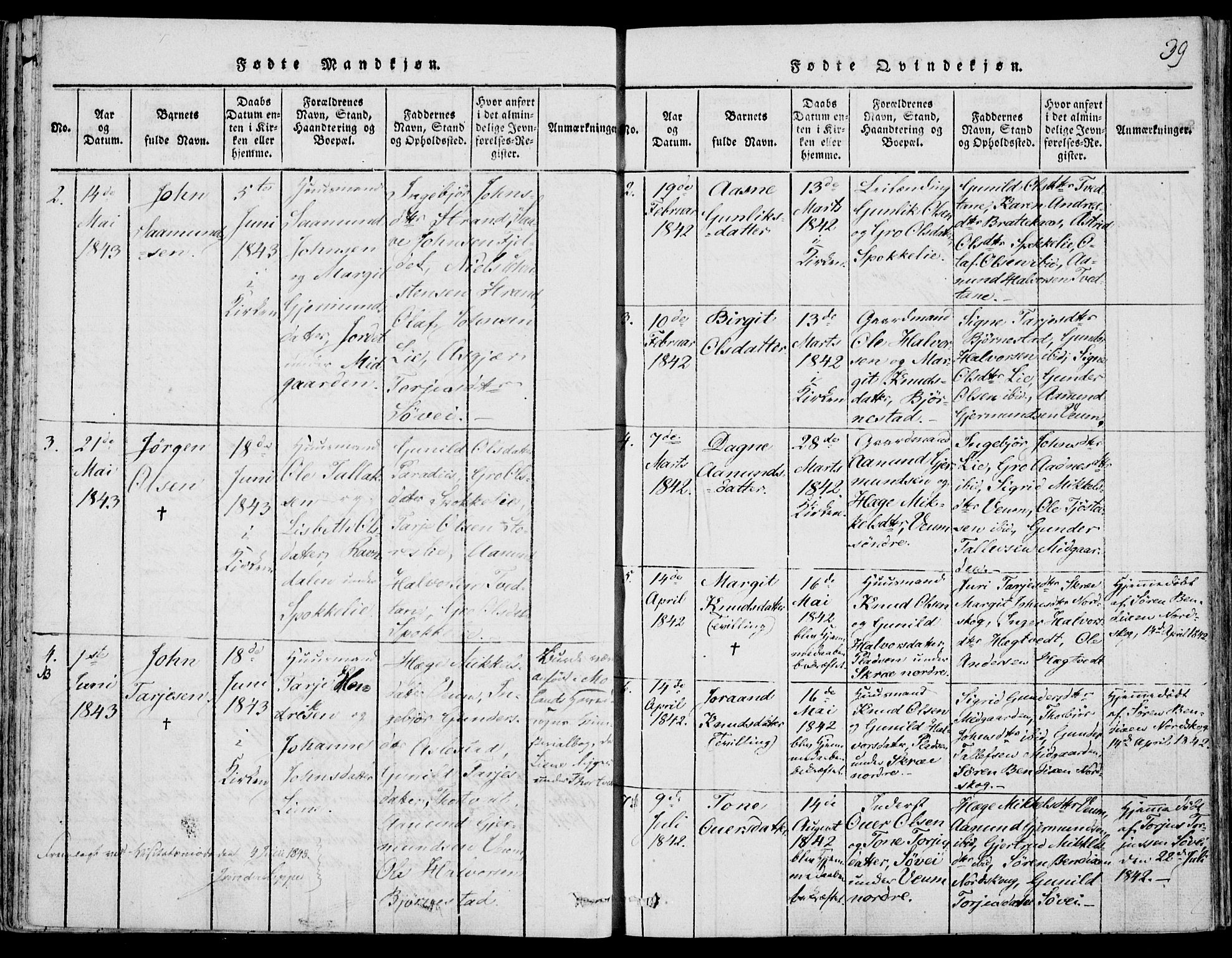 Fyresdal kirkebøker, AV/SAKO-A-263/F/Fb/L0001: Parish register (official) no. II 1, 1815-1854, p. 39