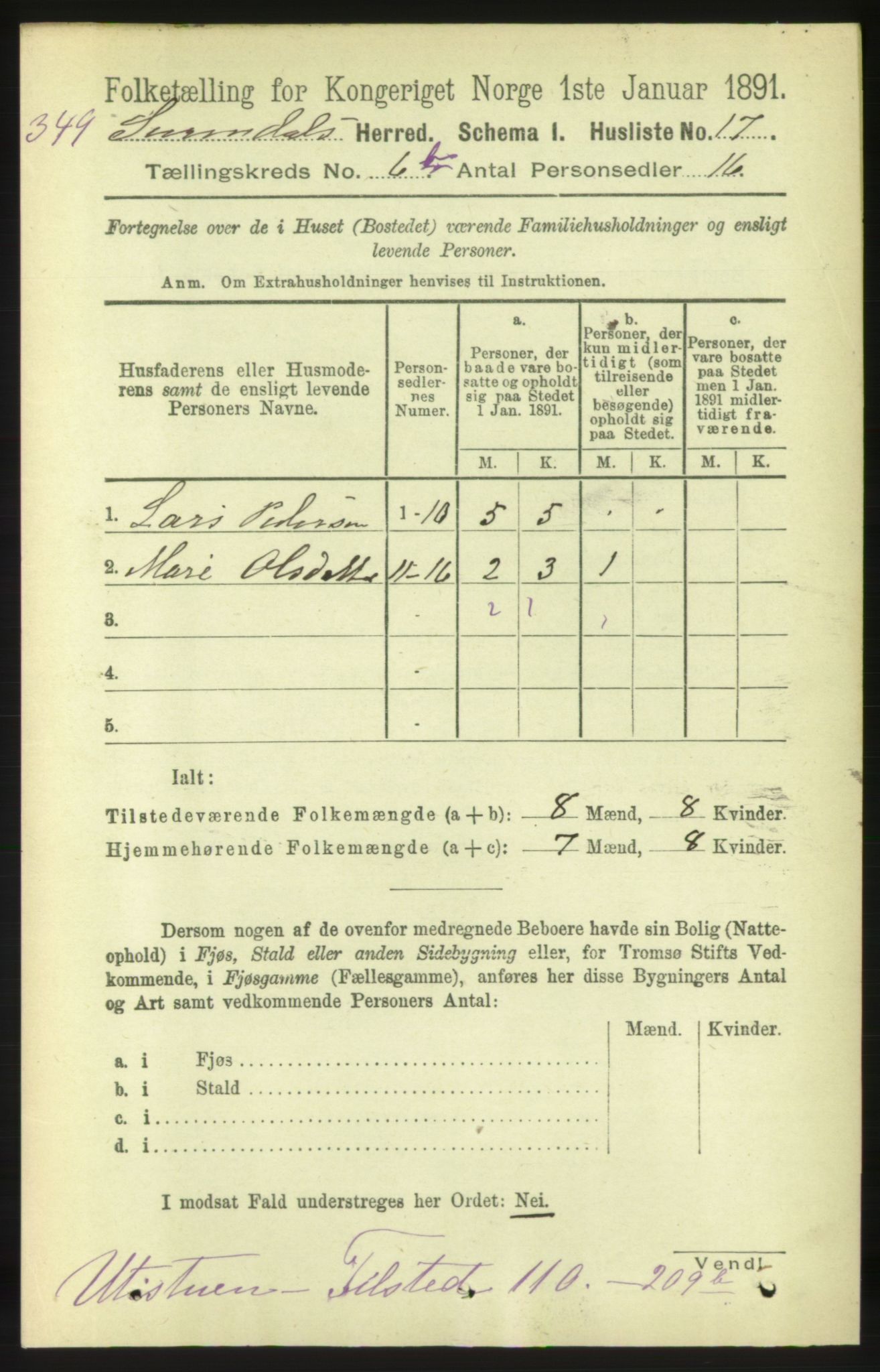 RA, 1891 census for 1566 Surnadal, 1891, p. 1755