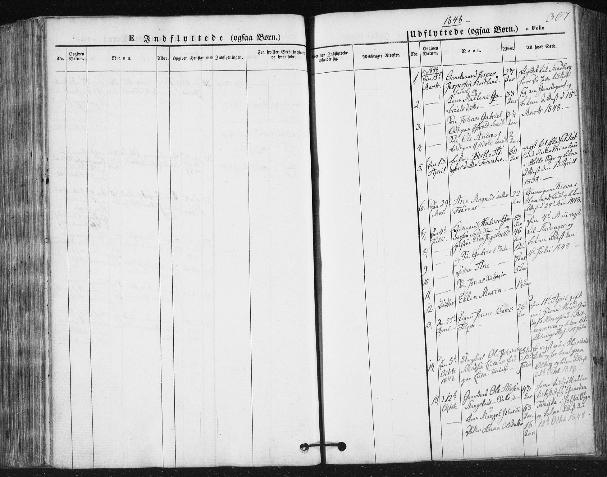 Høyland sokneprestkontor, SAST/A-101799/001/30BA/L0008: Parish register (official) no. A 8, 1841-1856, p. 307
