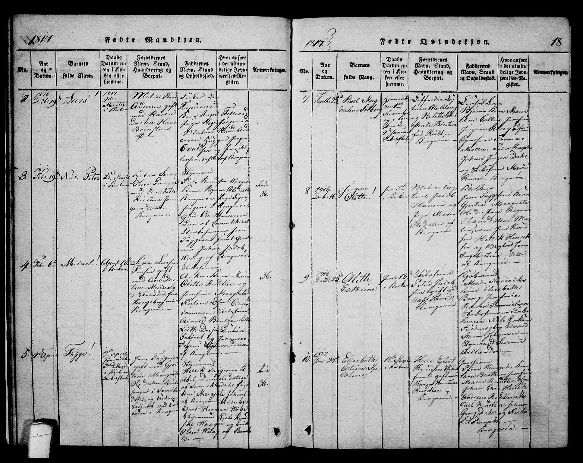 Kragerø kirkebøker, SAKO/A-278/F/Fa/L0004: Parish register (official) no. 4, 1814-1831, p. 18