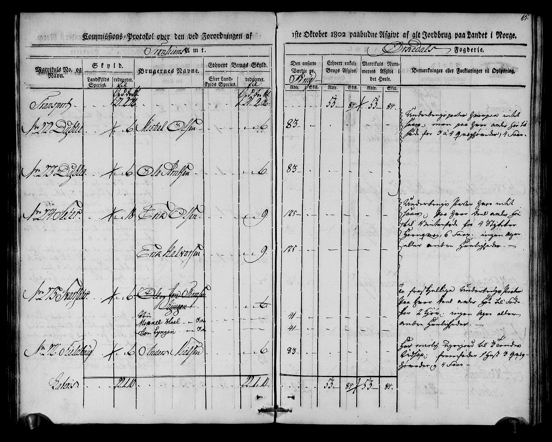 Rentekammeret inntil 1814, Realistisk ordnet avdeling, AV/RA-EA-4070/N/Ne/Nea/L0135: Orkdal og Gauldal fogderi. Kommisjonsprotokoll for Orkdalen, 1803, p. 65