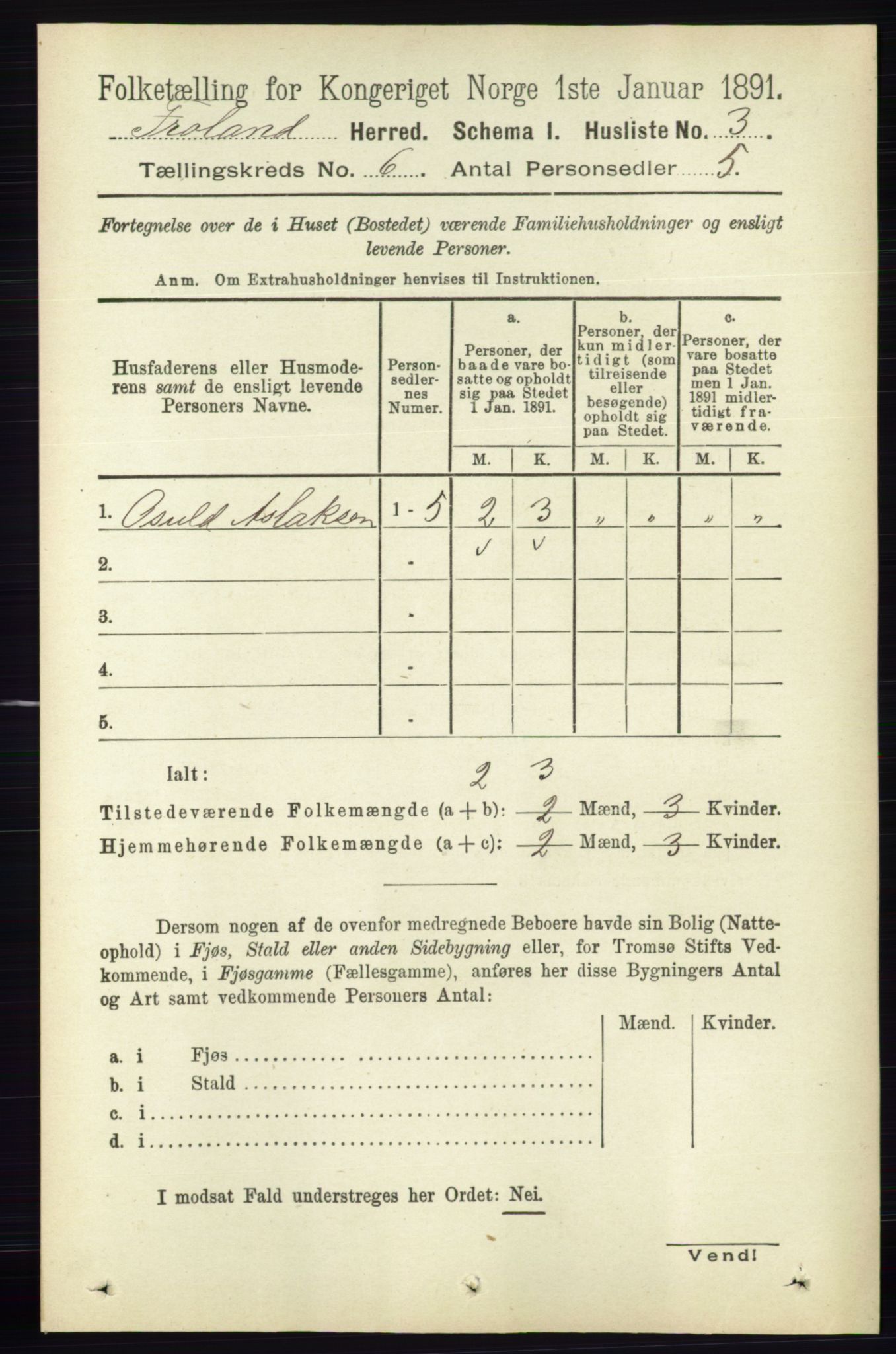 RA, 1891 census for 0919 Froland, 1891, p. 2134