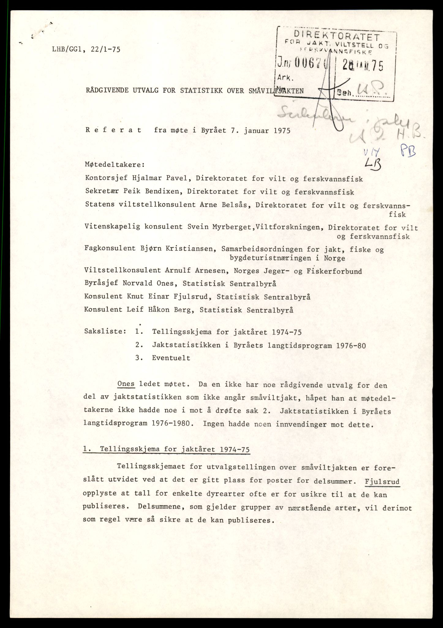 Direktoratet for naturforvaltning, AV/SAT-A-5209/4/D/De/L0102: Oppsyn, oppgaveplikt, 1965-1975, p. 103