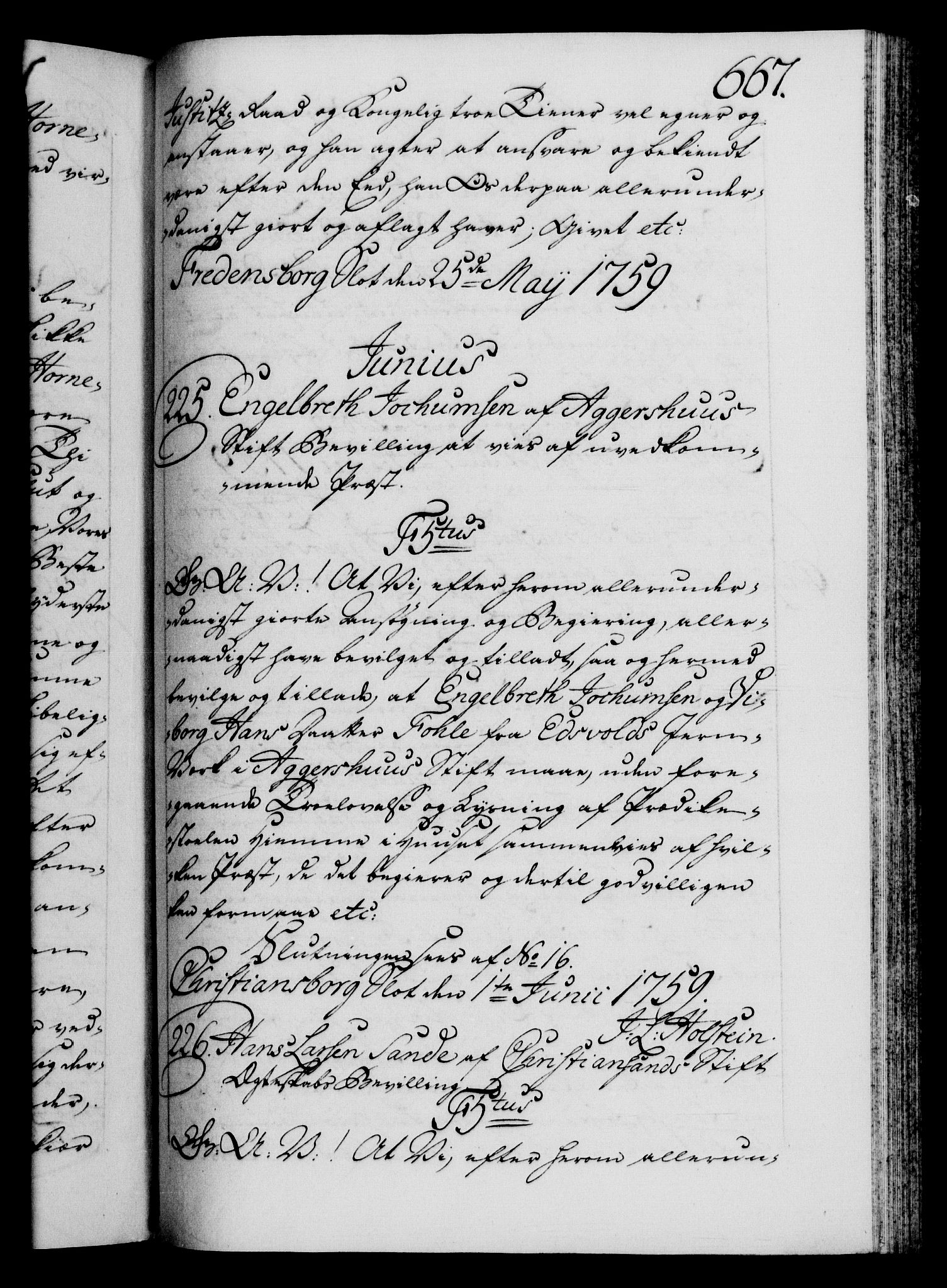 Danske Kanselli 1572-1799, RA/EA-3023/F/Fc/Fca/Fcaa/L0040: Norske registre, 1757-1759, p. 667a