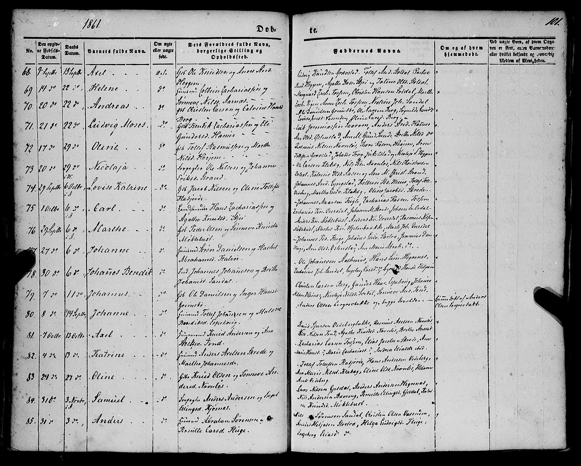 Jølster sokneprestembete, SAB/A-80701/H/Haa/Haaa/L0010: Parish register (official) no. A 10, 1847-1865, p. 101