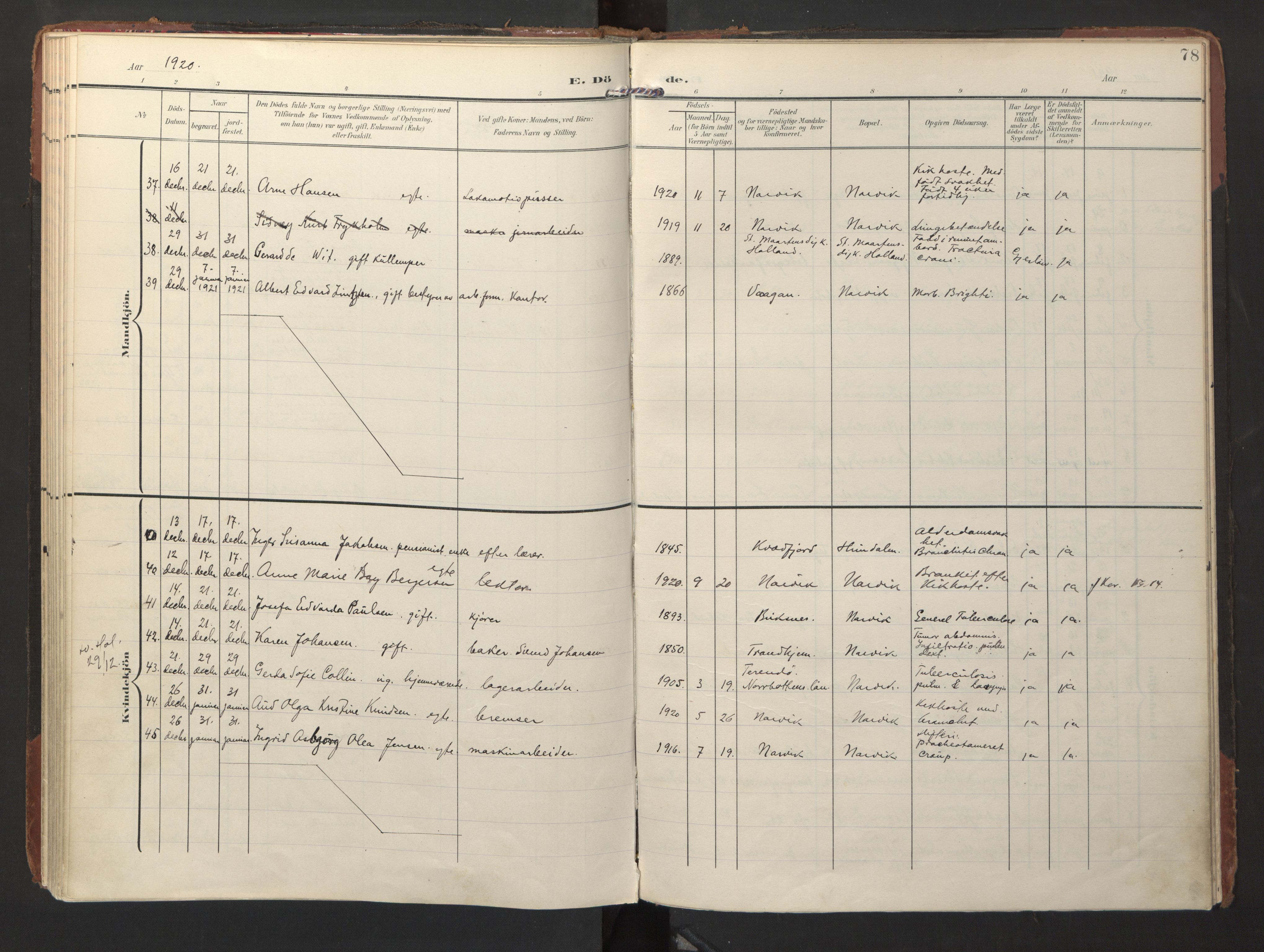 Ministerialprotokoller, klokkerbøker og fødselsregistre - Nordland, AV/SAT-A-1459/871/L1000: Parish register (official) no. 871A16, 1902-1925, p. 78