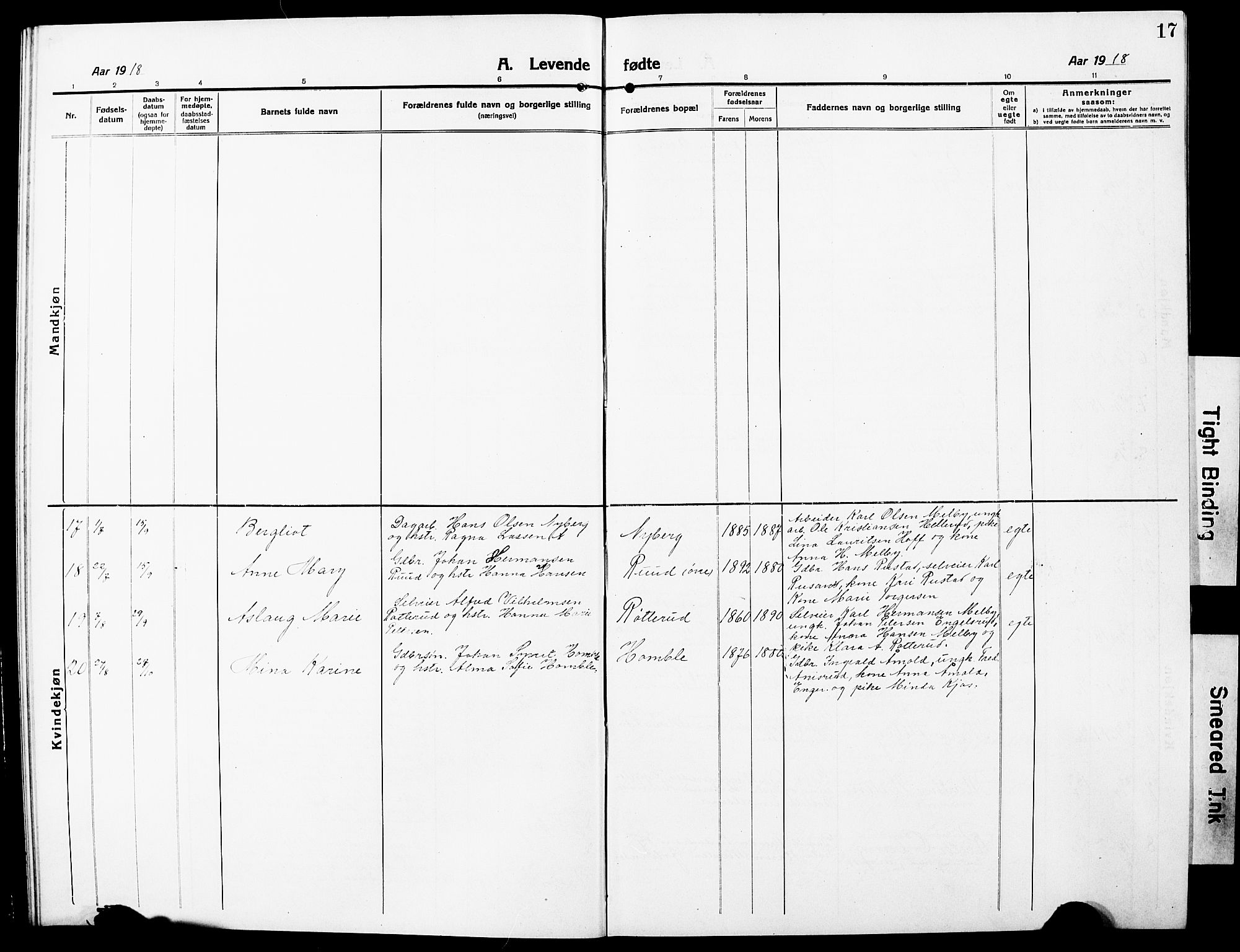 Nannestad prestekontor Kirkebøker, AV/SAO-A-10414a/G/Ga/L0003: Parish register (copy) no. I 3, 1914-1929, p. 17