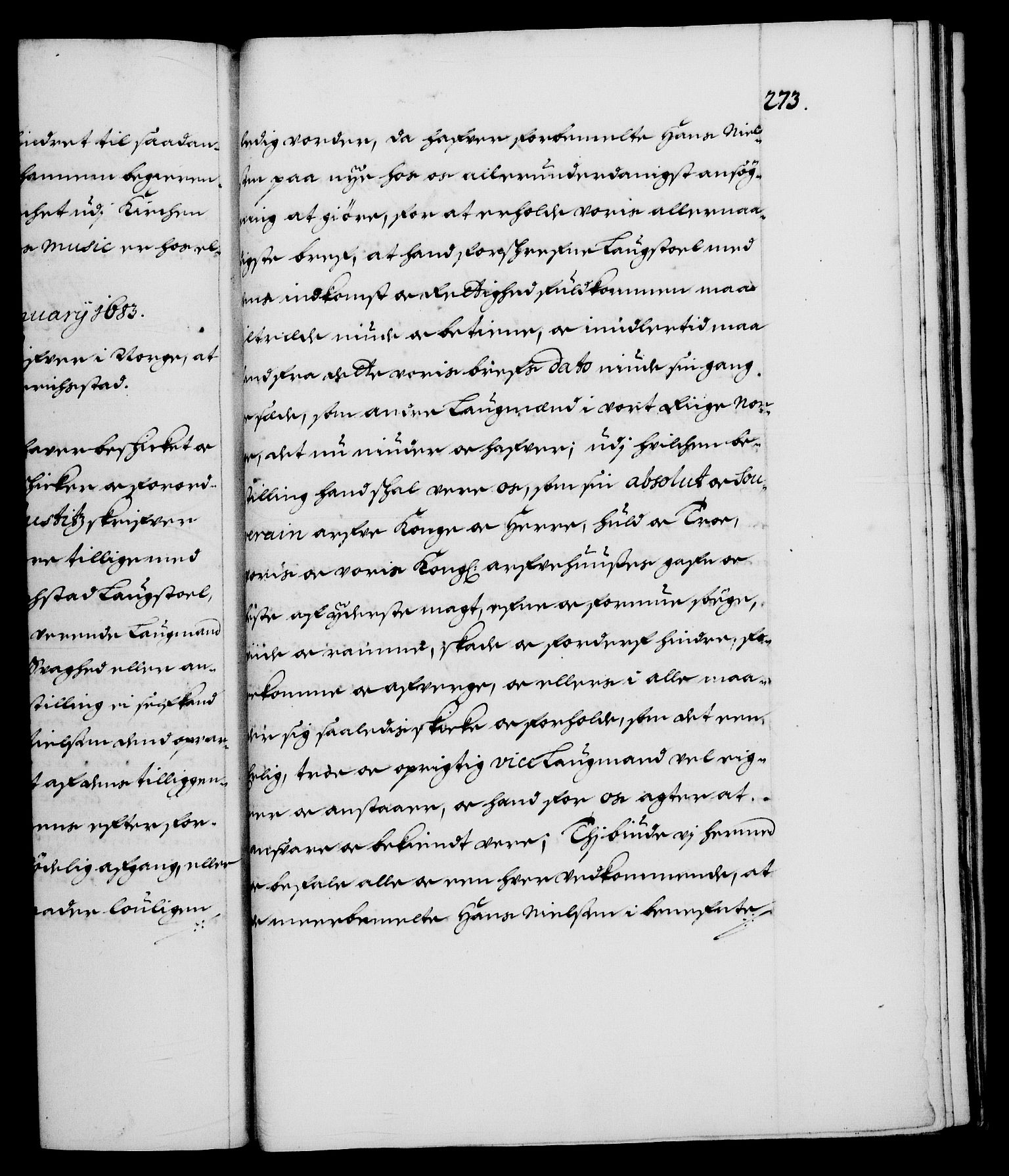 Danske Kanselli 1572-1799, AV/RA-EA-3023/F/Fc/Fca/Fcaa/L0013: Norske registre (mikrofilm), 1681-1684, p. 273a