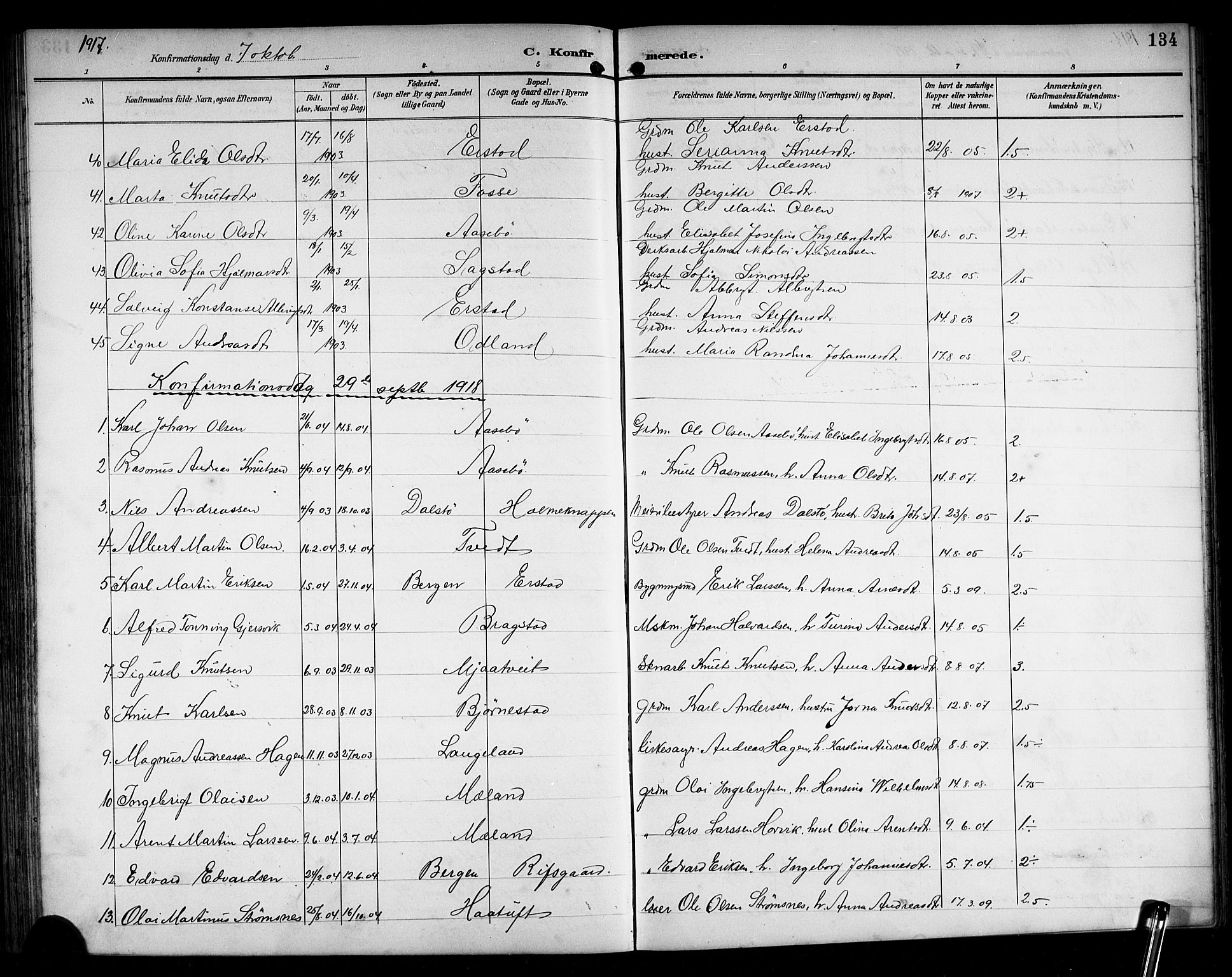 Alversund Sokneprestembete, SAB/A-73901/H/Ha/Hab: Parish register (copy) no. C 4, 1894-1924, p. 134