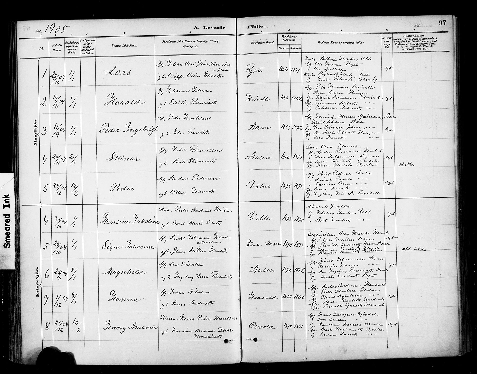 Ministerialprotokoller, klokkerbøker og fødselsregistre - Møre og Romsdal, AV/SAT-A-1454/513/L0177: Parish register (official) no. 513A04, 1890-1906, p. 97