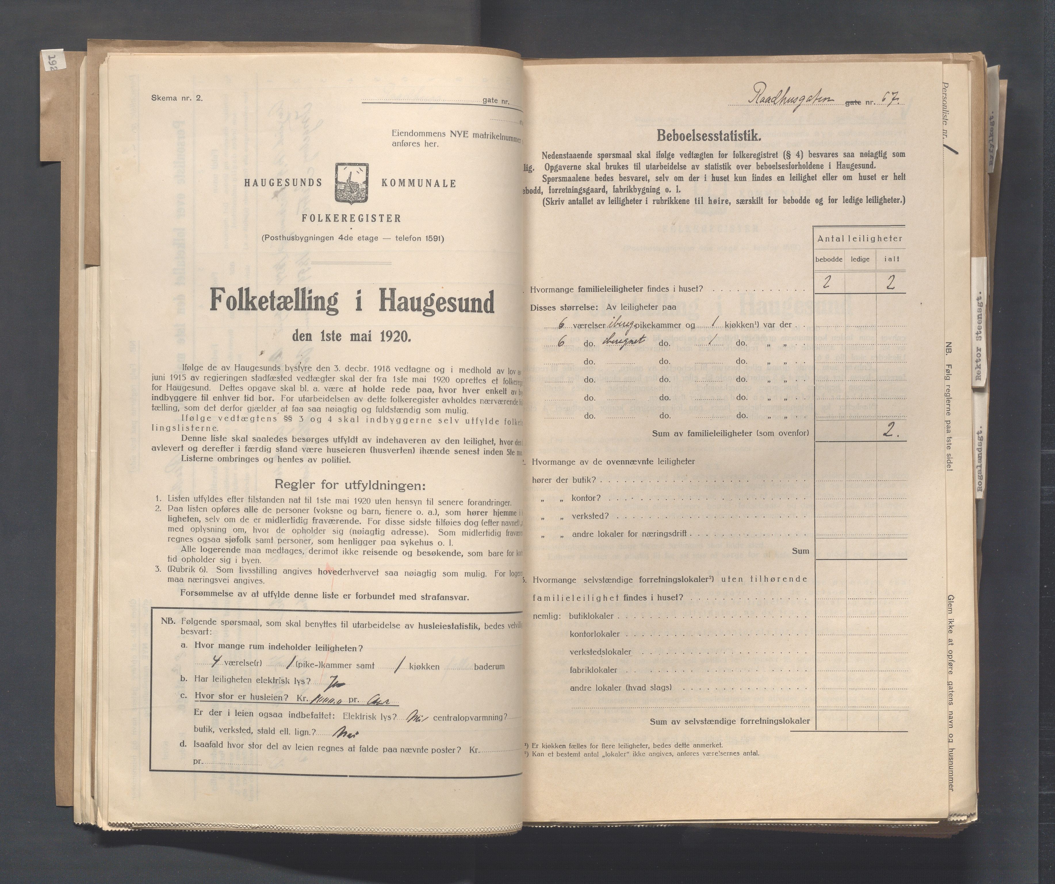 IKAR, Local census 1.5.1920 for Haugesund, 1920, p. 3069