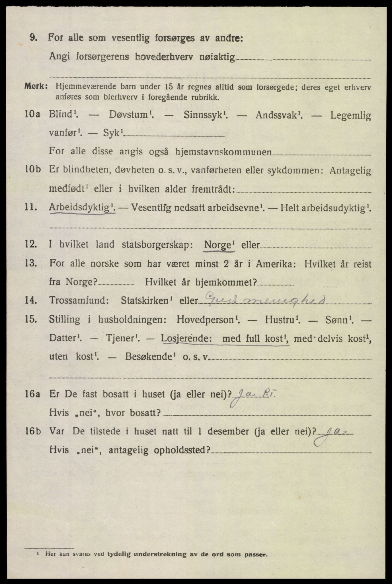 SAK, 1920 census for Vegårshei, 1920, p. 2741