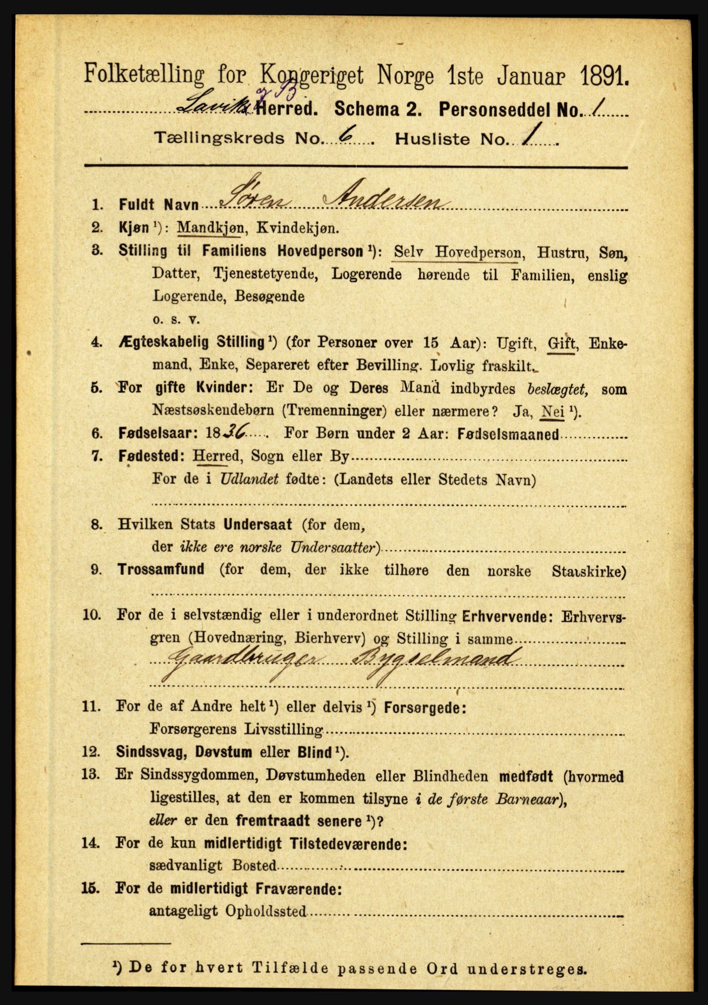 RA, 1891 census for 1415 Lavik og Brekke, 1891, p. 1132