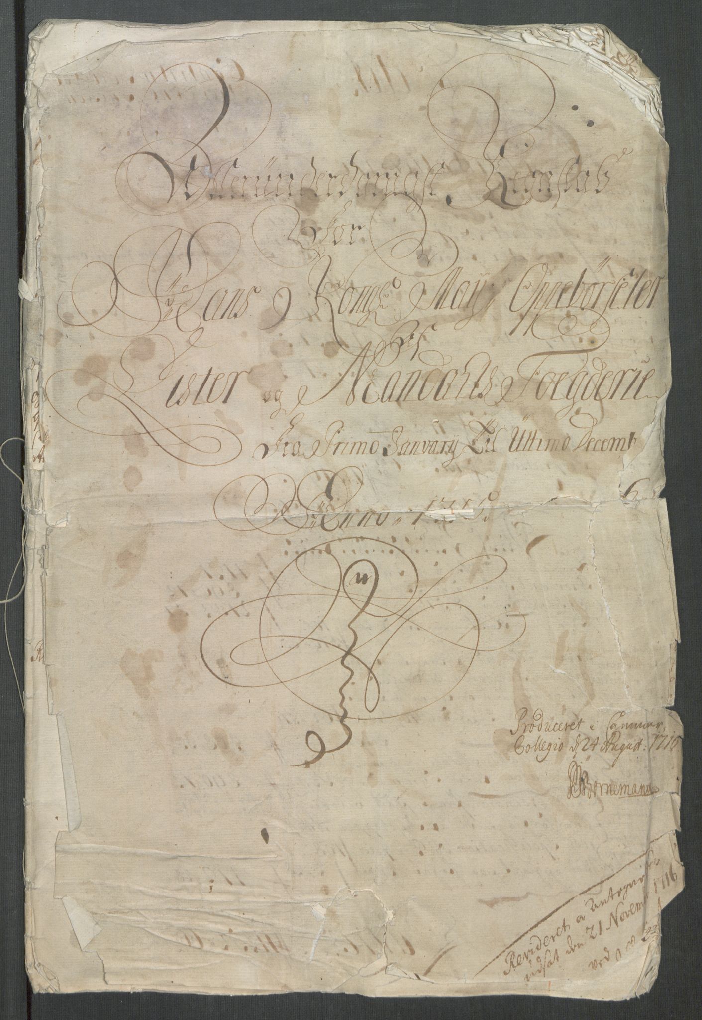 Rentekammeret inntil 1814, Reviderte regnskaper, Fogderegnskap, RA/EA-4092/R43/L2559: Fogderegnskap Lista og Mandal, 1715, p. 3
