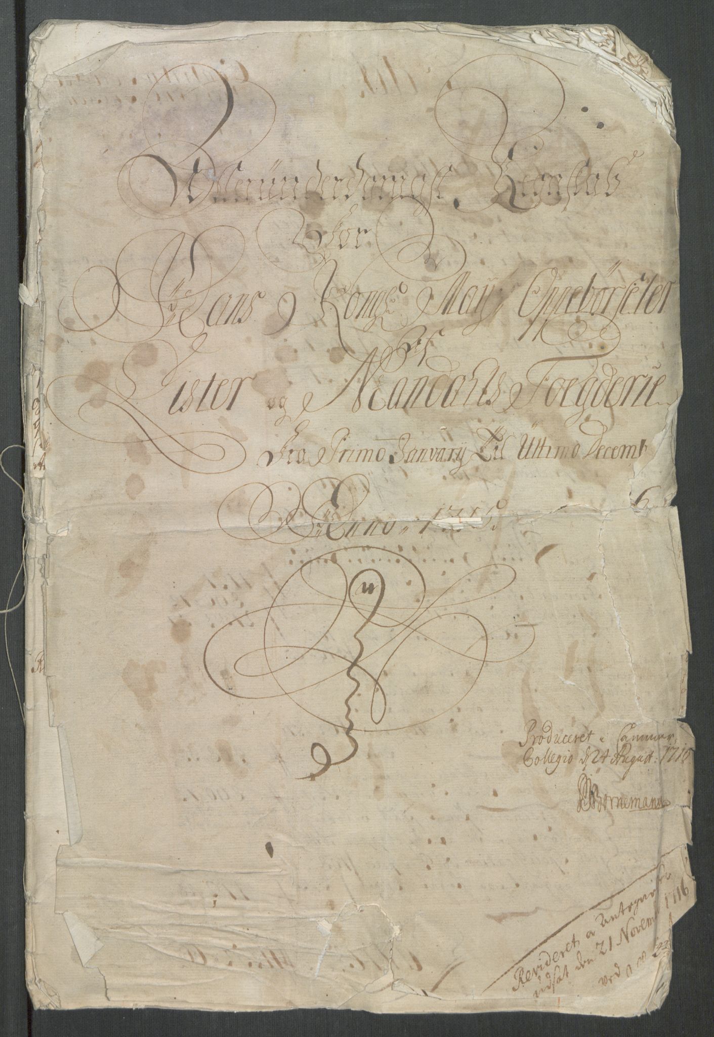 Rentekammeret inntil 1814, Reviderte regnskaper, Fogderegnskap, AV/RA-EA-4092/R43/L2559: Fogderegnskap Lista og Mandal, 1715, p. 3